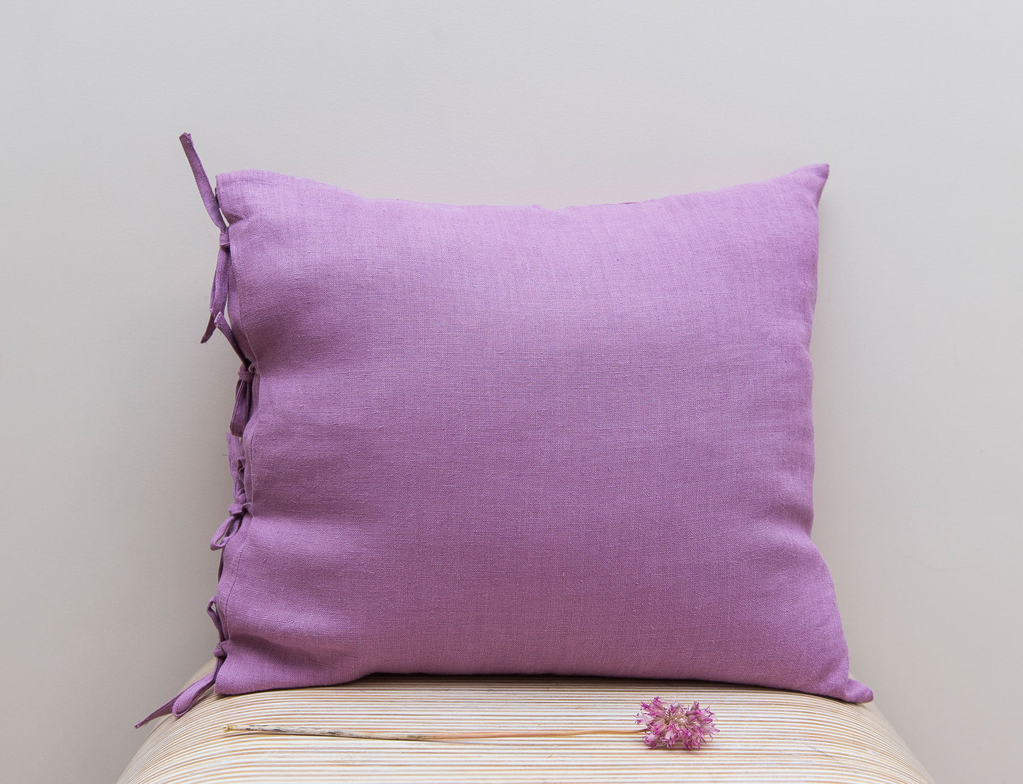 Deep Rose Linen Pillowcase With Ties
