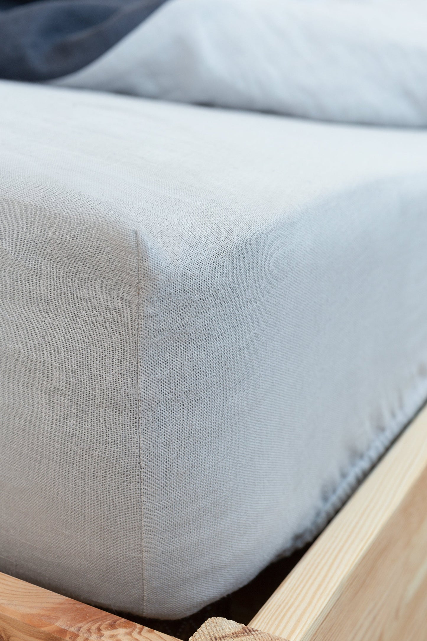 Light Grey Linen Fitted Bedsheet
