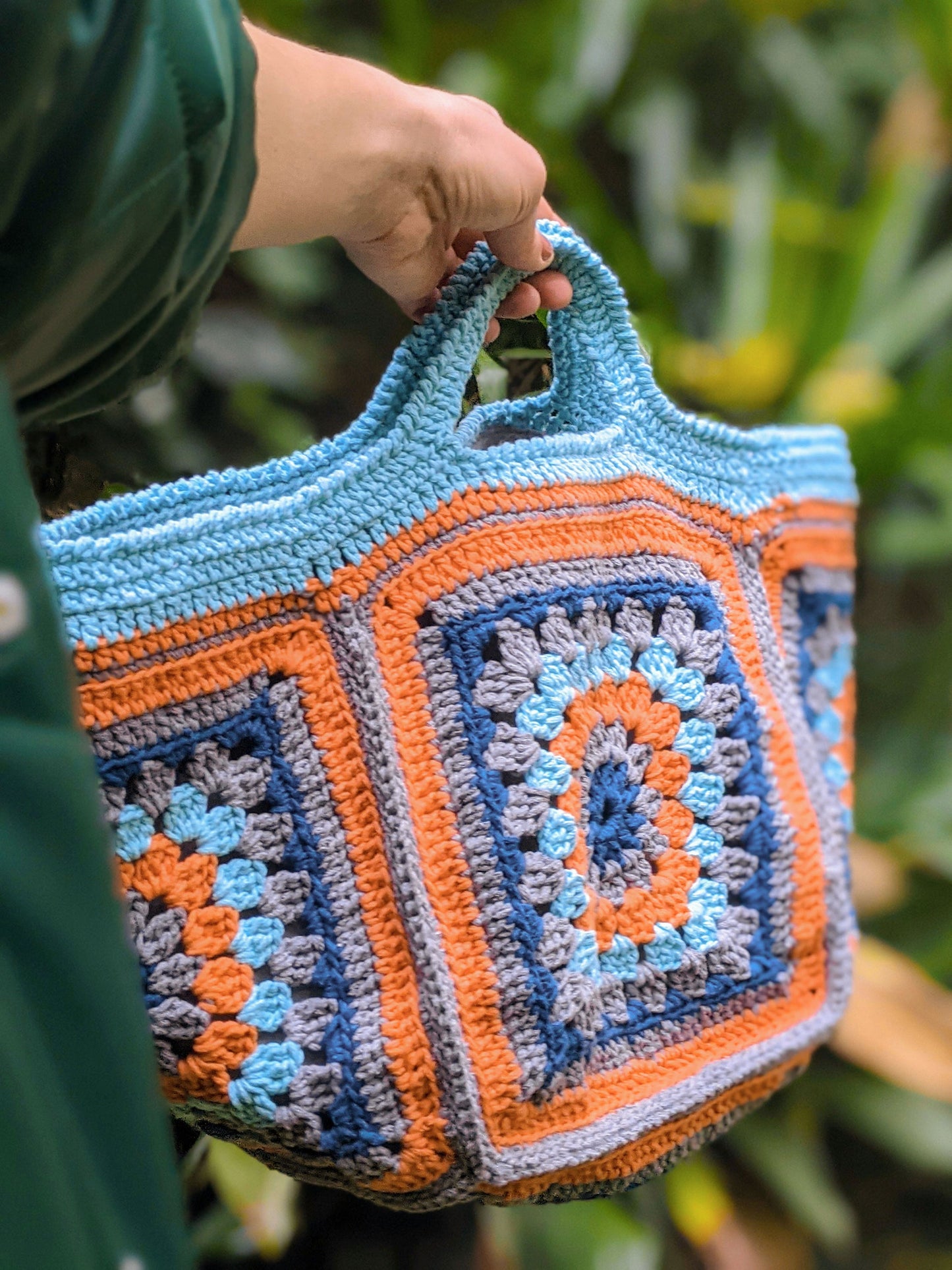 Handmade Cotton Crochet Knit Bag Egyptian Jasper