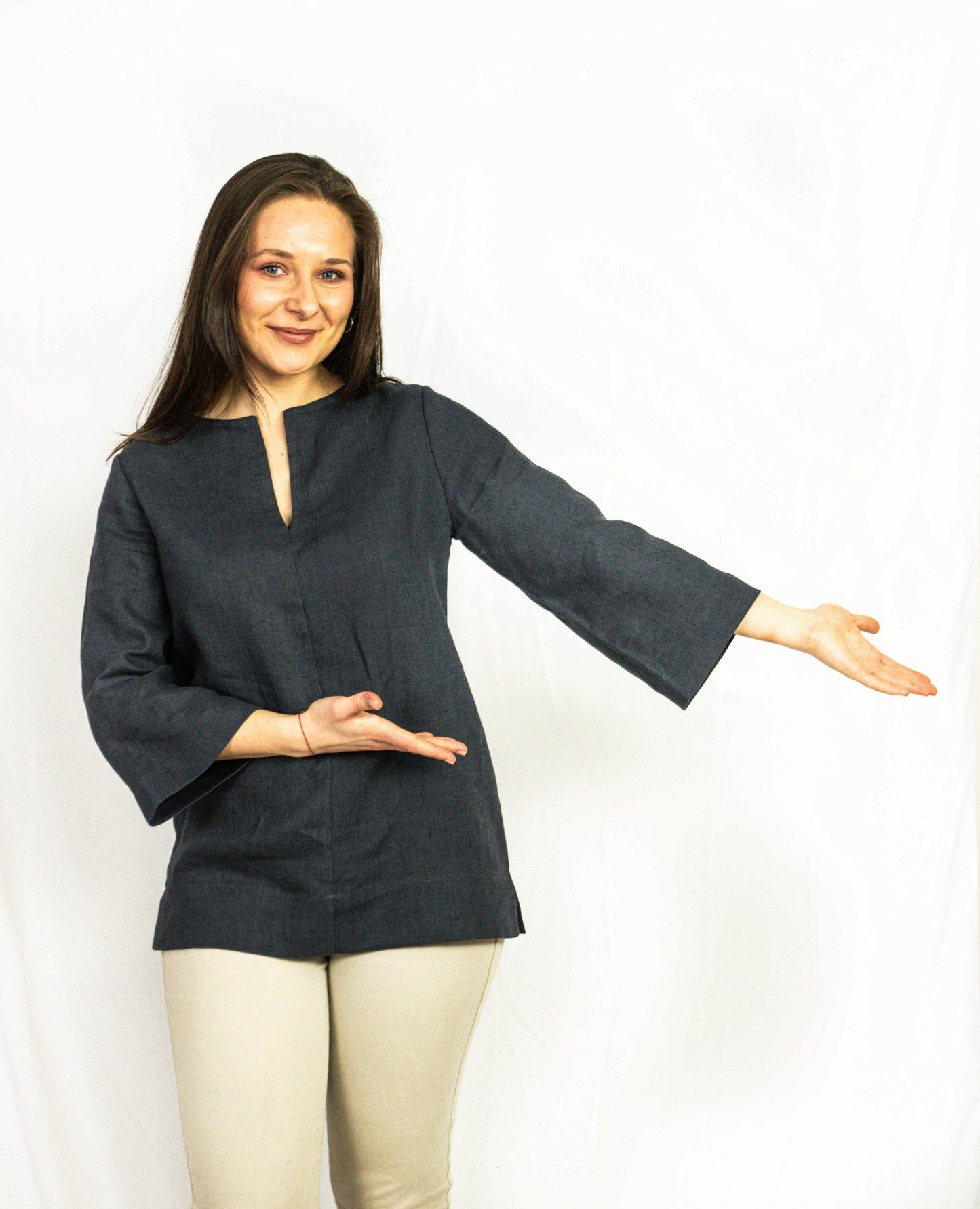 White Linen Oversize Top