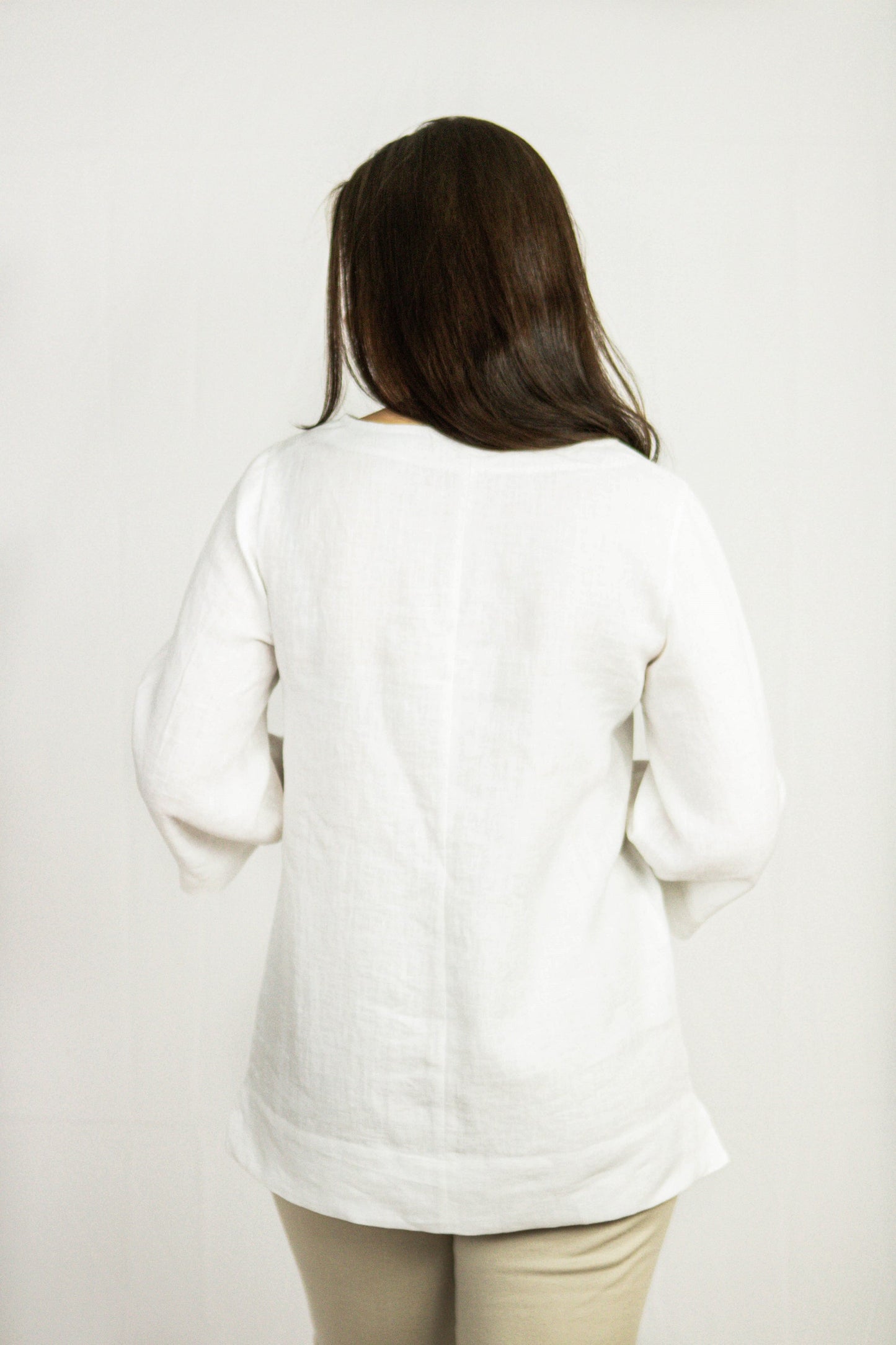 White Linen Oversize Top