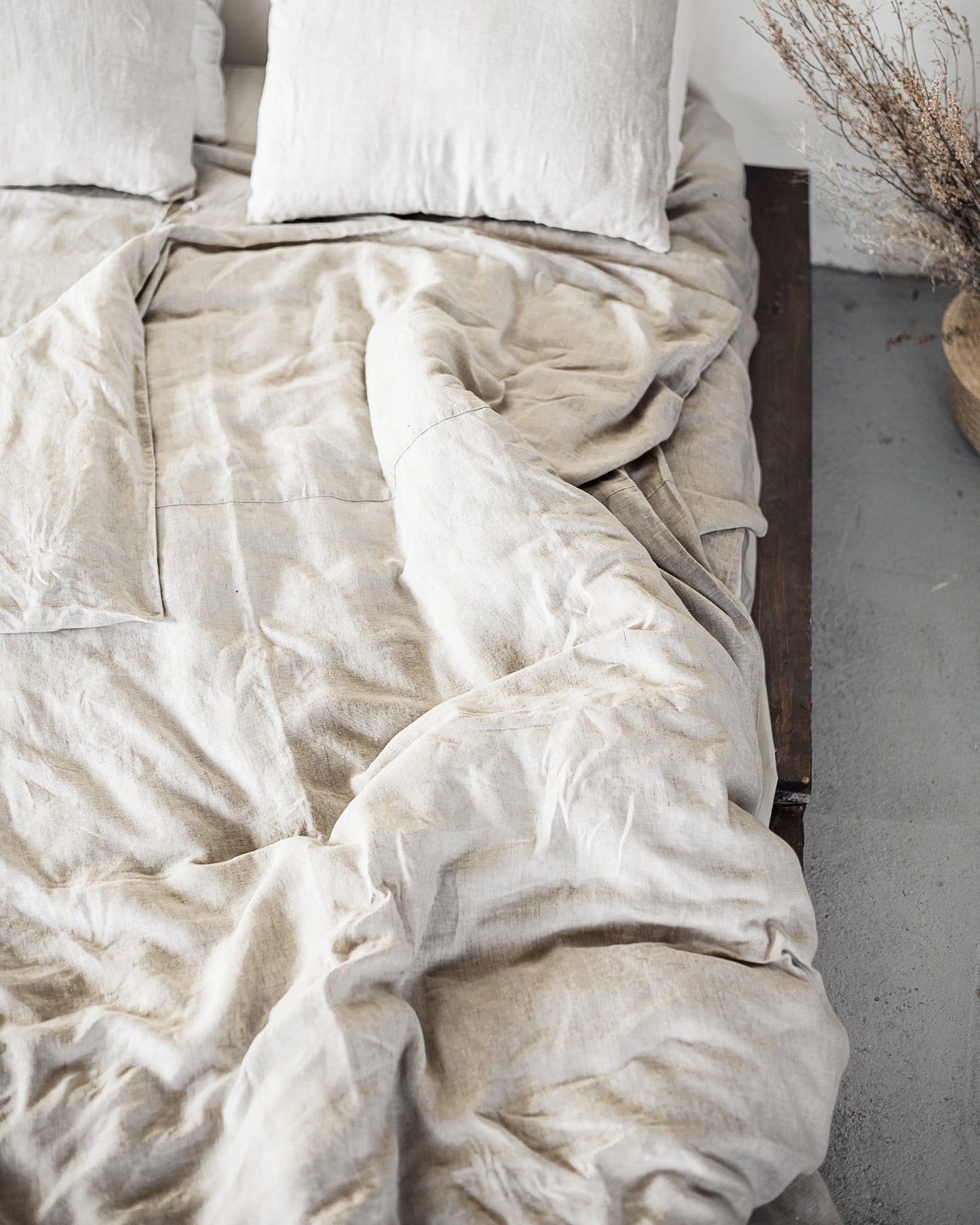 Natural Light Linen Bedding Set With Ties
