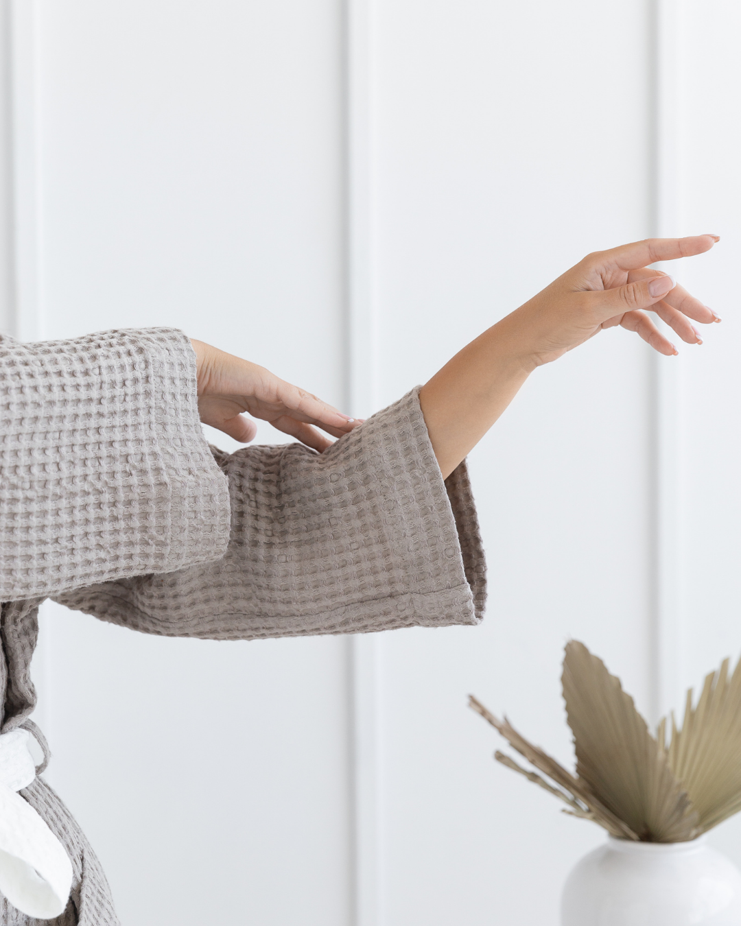 Linen Waffle Robe With Hoodie