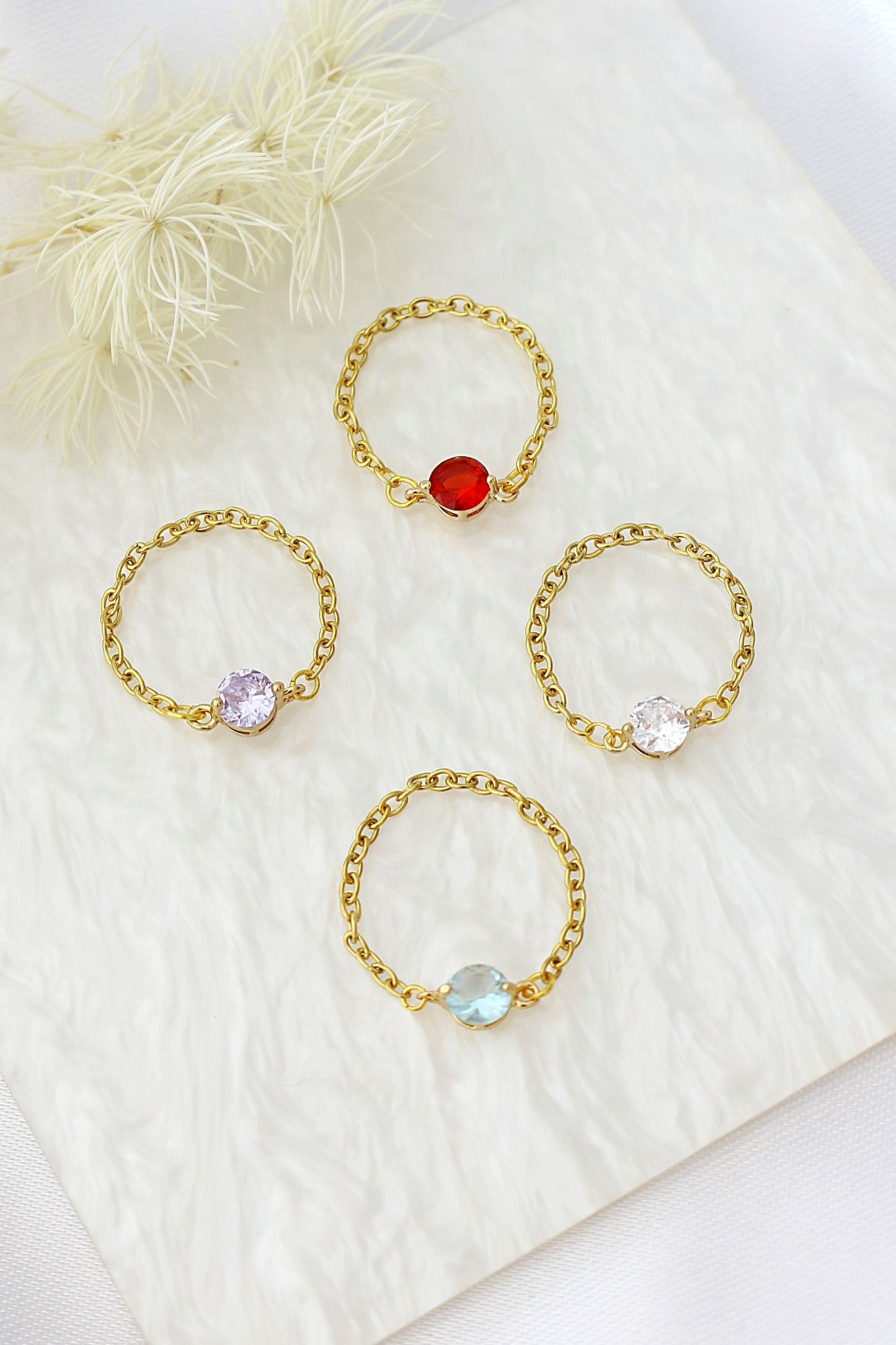 Tiny Rainbow Chain Ring
