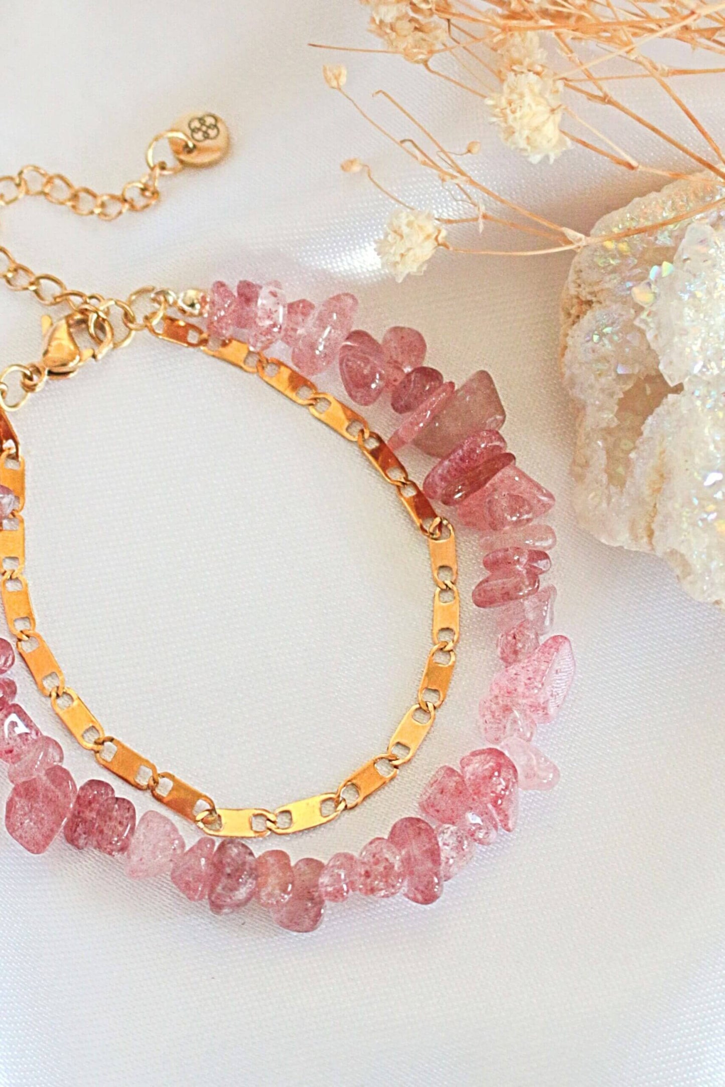Strawberry Quartz Double-Layered Bracelet