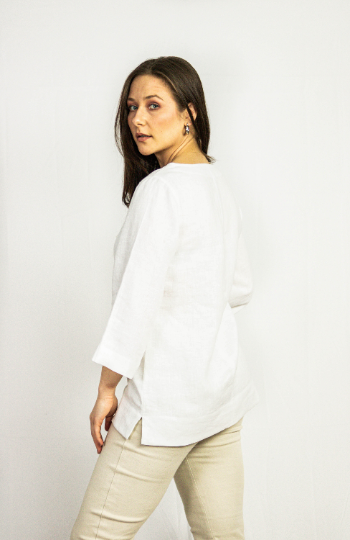 White Linen Oversize Top