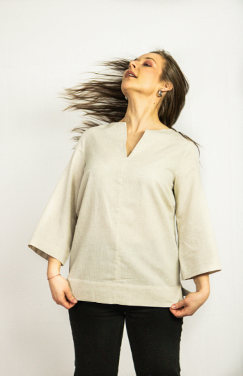 White Linen Oversize Top