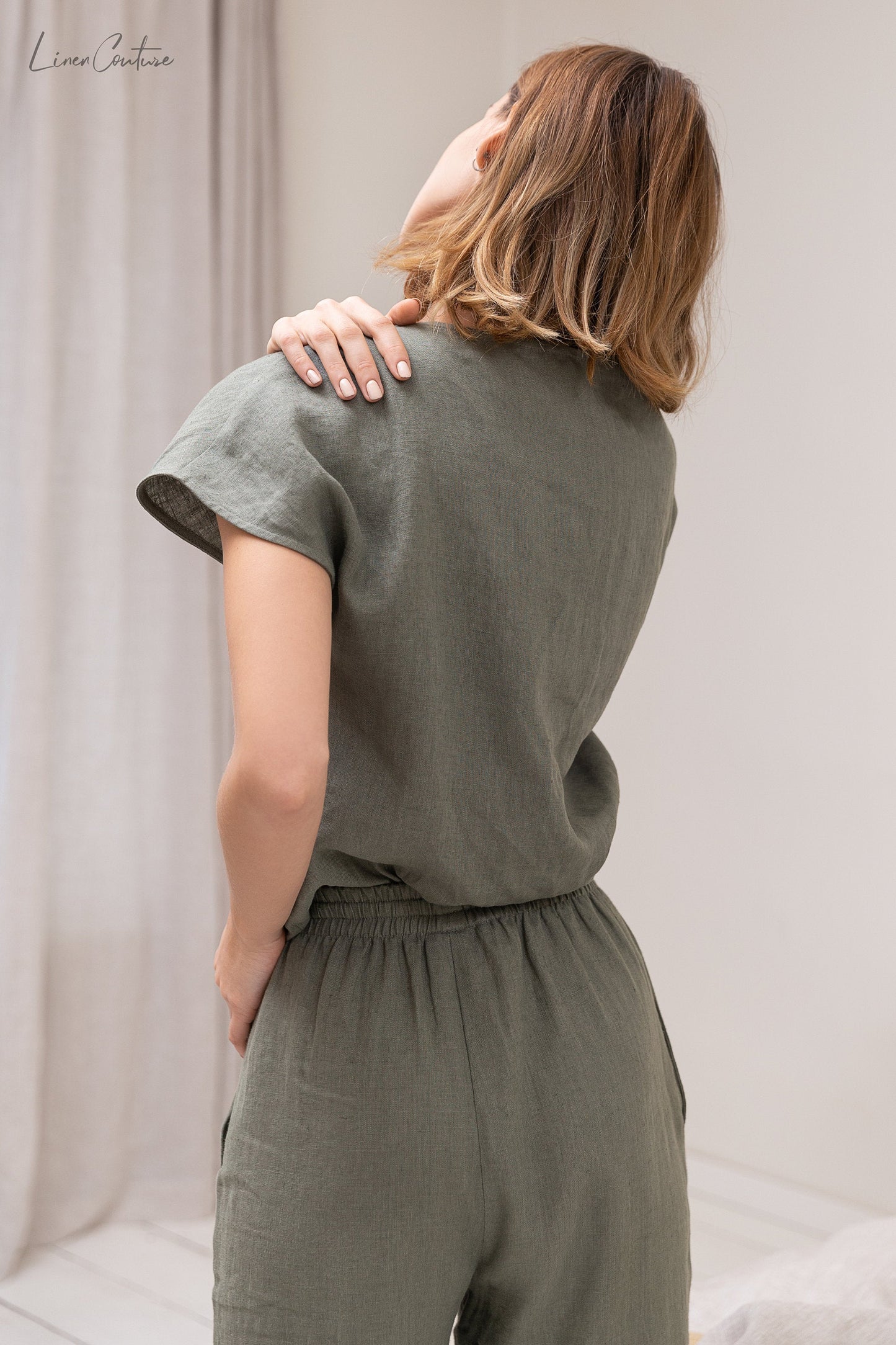 Safari Green Linen Pajama