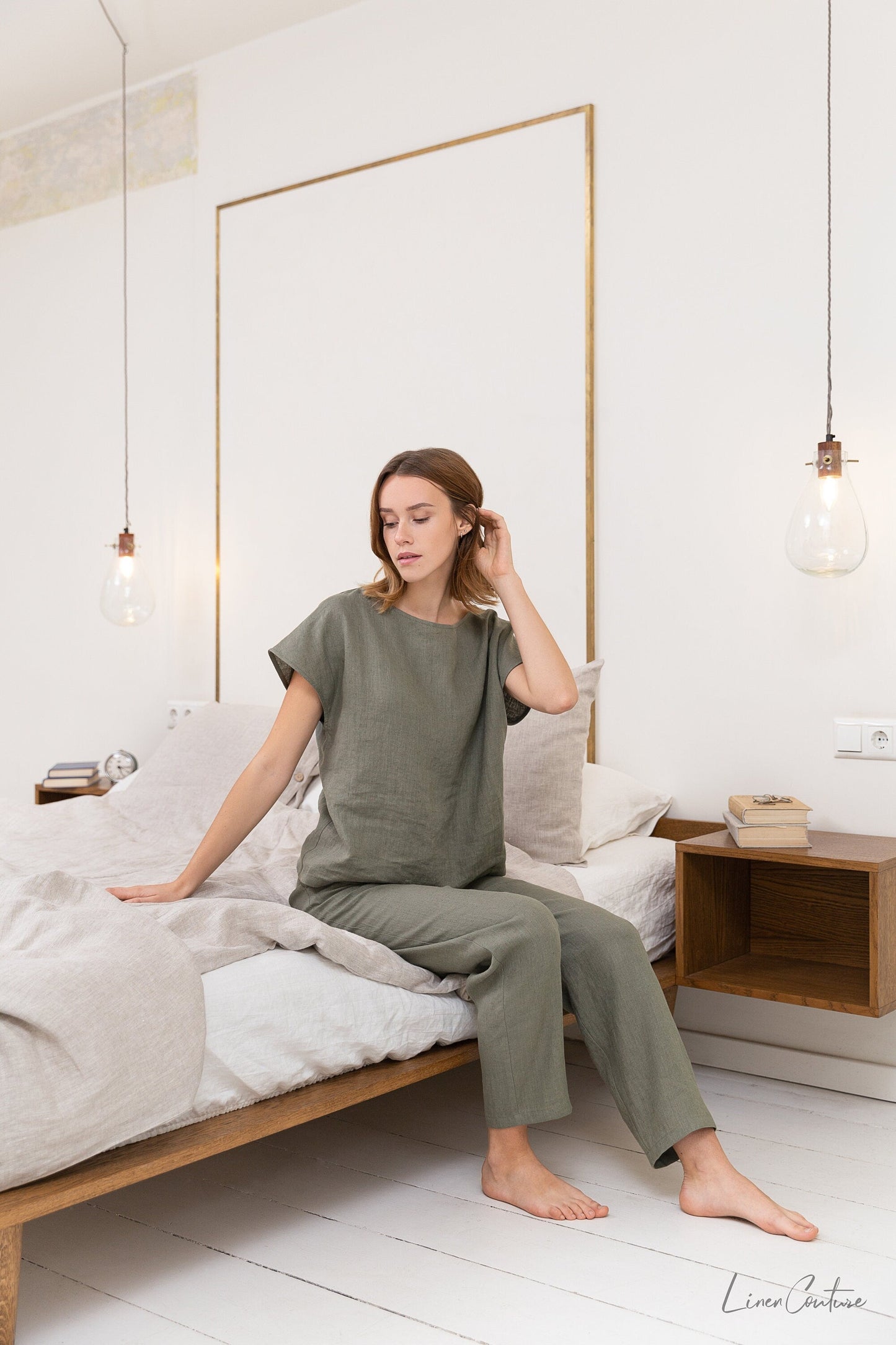 Safari Green Linen Pajama