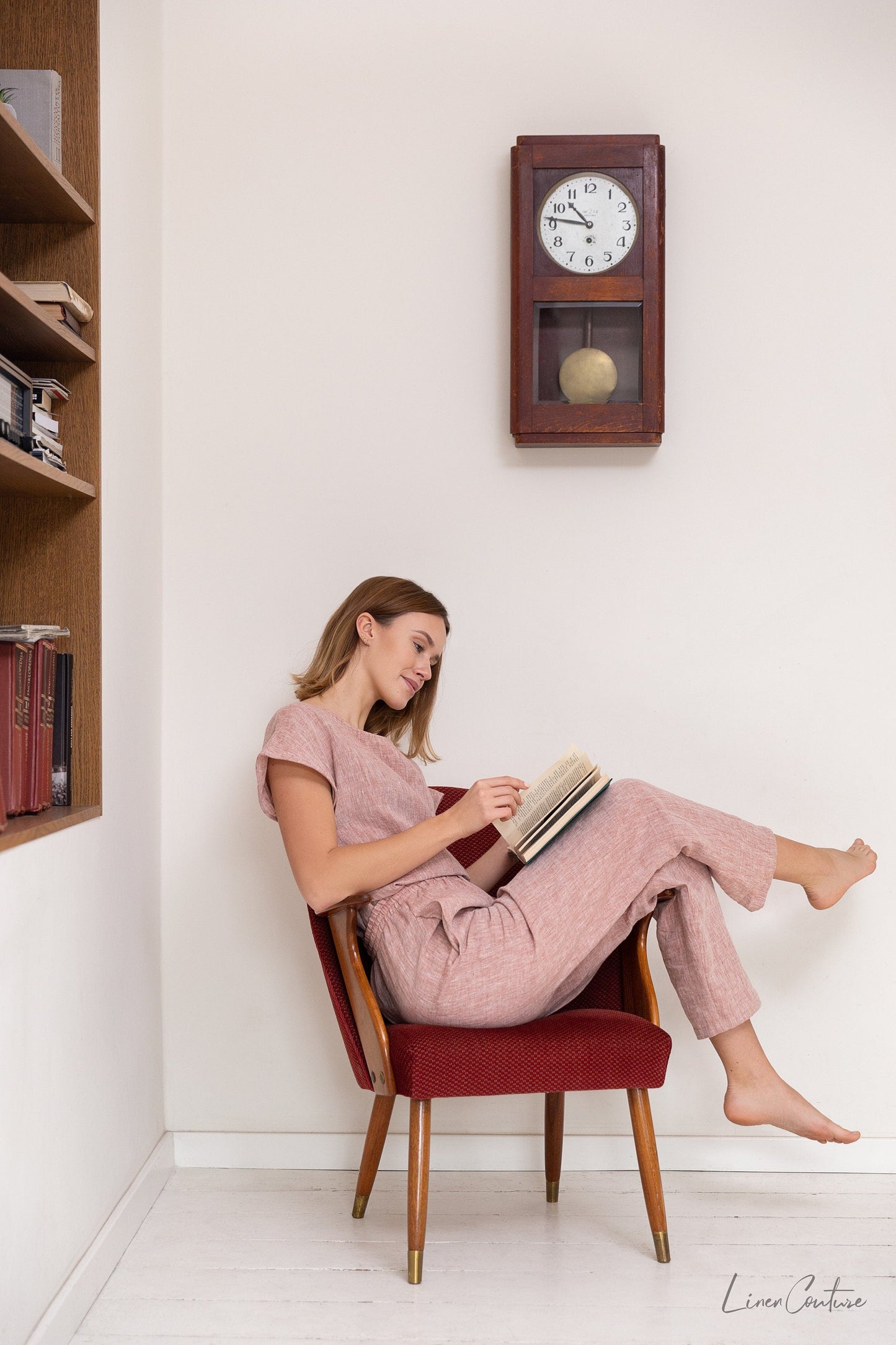 Melange Burgundy Linen Pajama