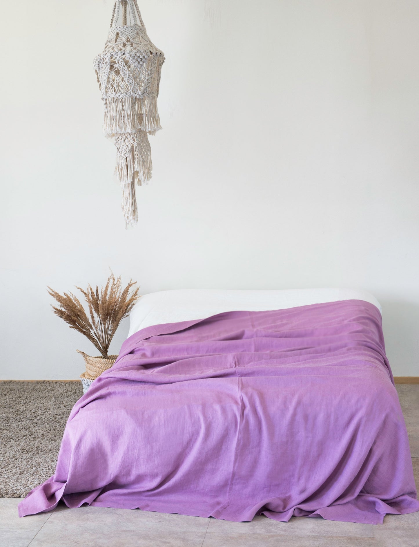 Deep Rose Linen Bed Throw