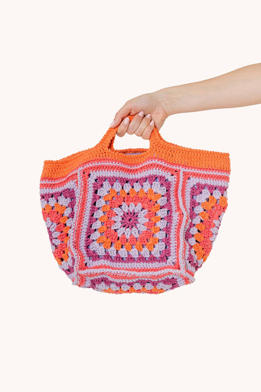 Handmade Cotton Crochet Knit Bag Orange