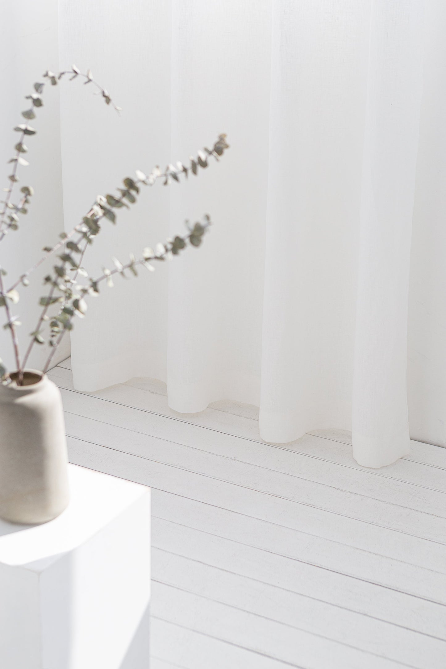 Snow White Linen Curtain With Grommets