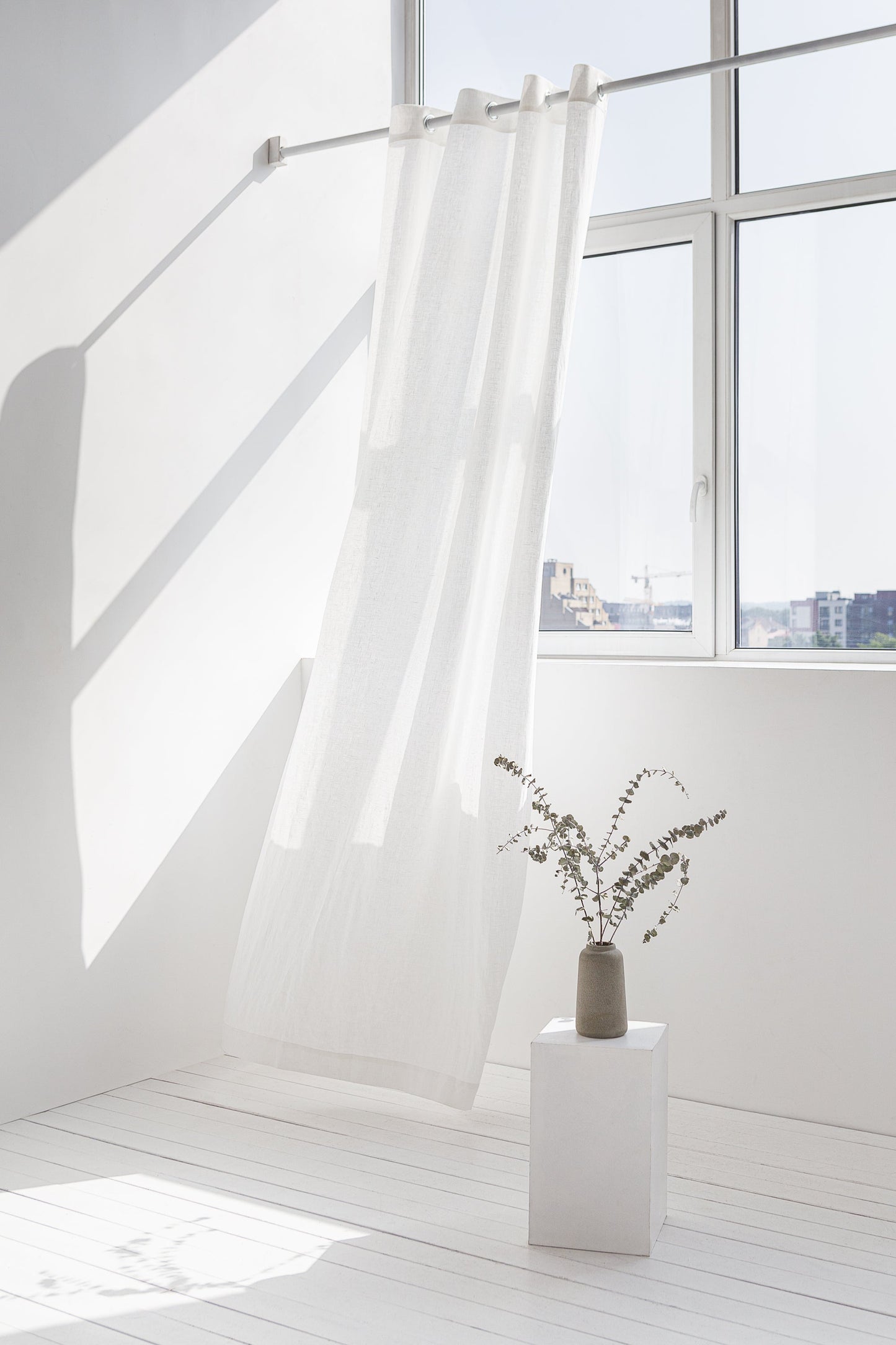 Snow White Linen Curtain With Grommets