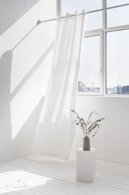 Snow White Linen Curtain With Grommets