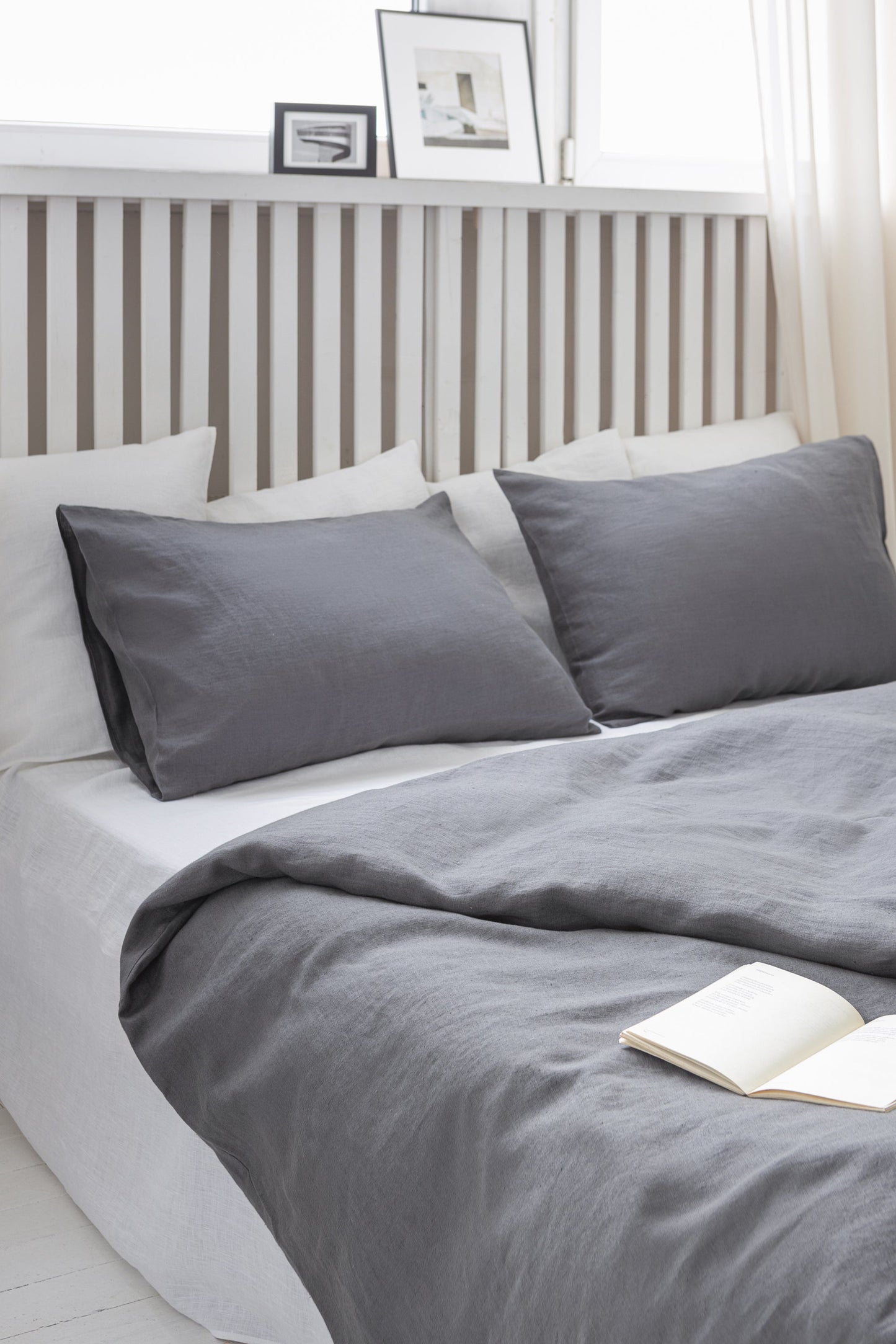 Grey Linen Duvet Cover With Zipper