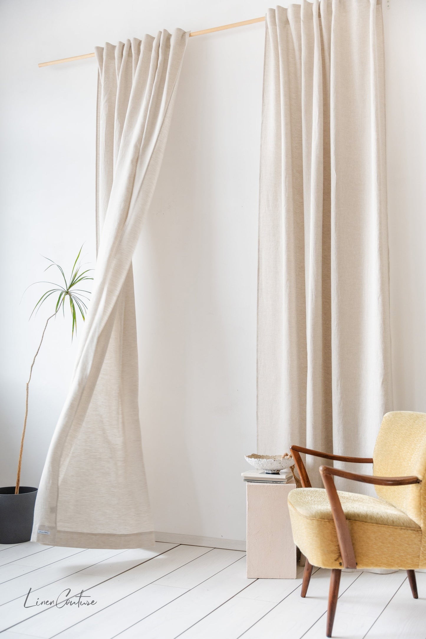 Natural Light Linen Curtain With Multifunctional Heading Tape