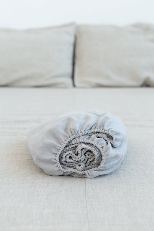Light Grey Linen Fitted Bedsheet