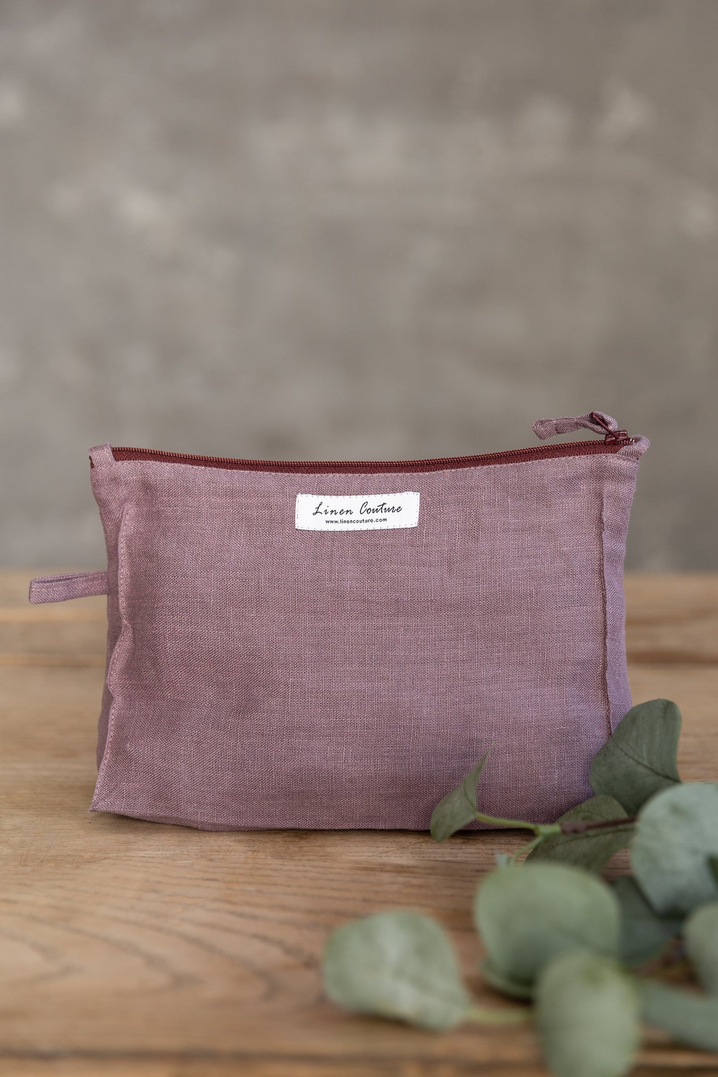 Large Linen Makeup Bag With Zipper