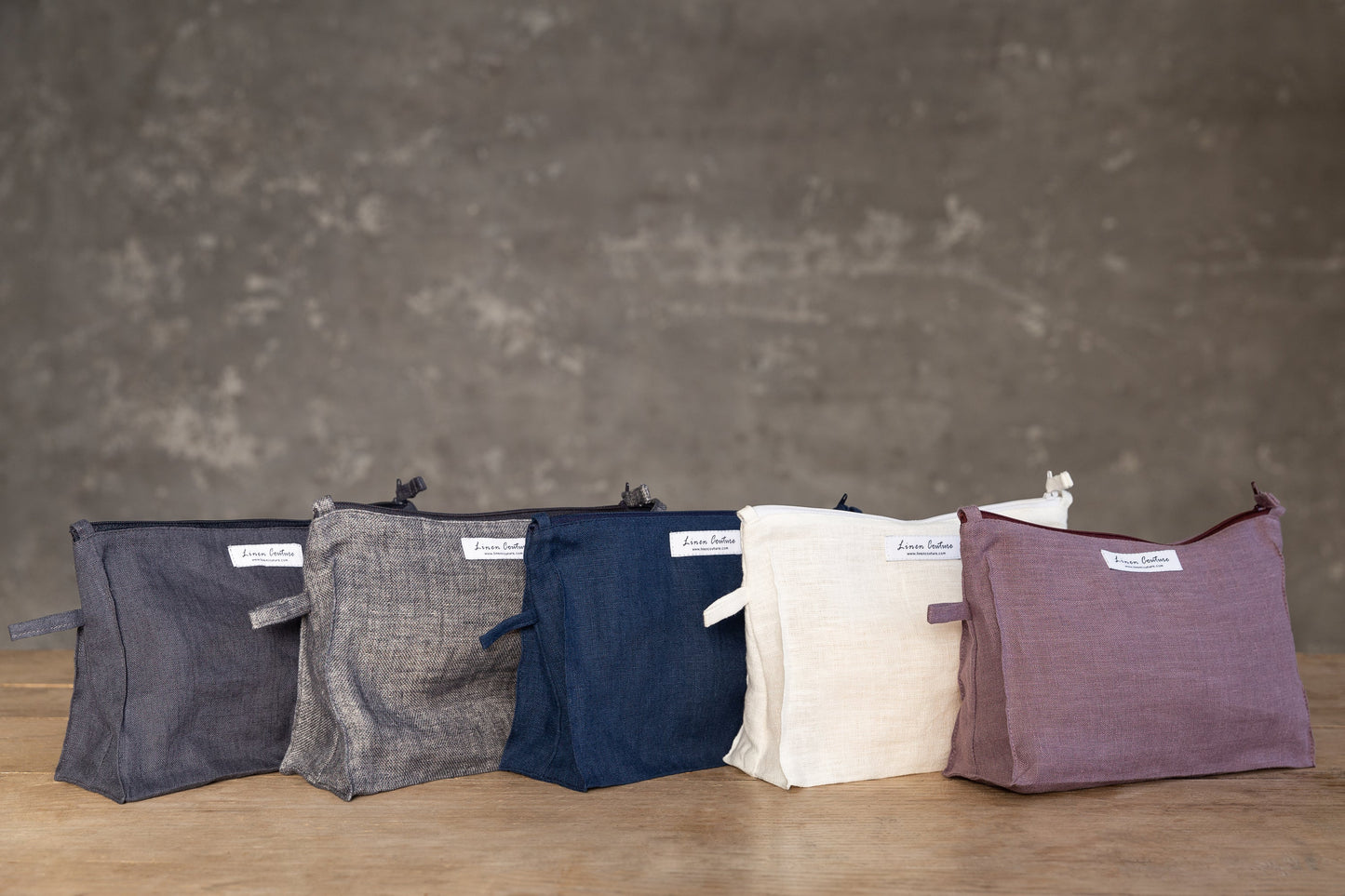 Large Linen Makeup Bag With Zipper