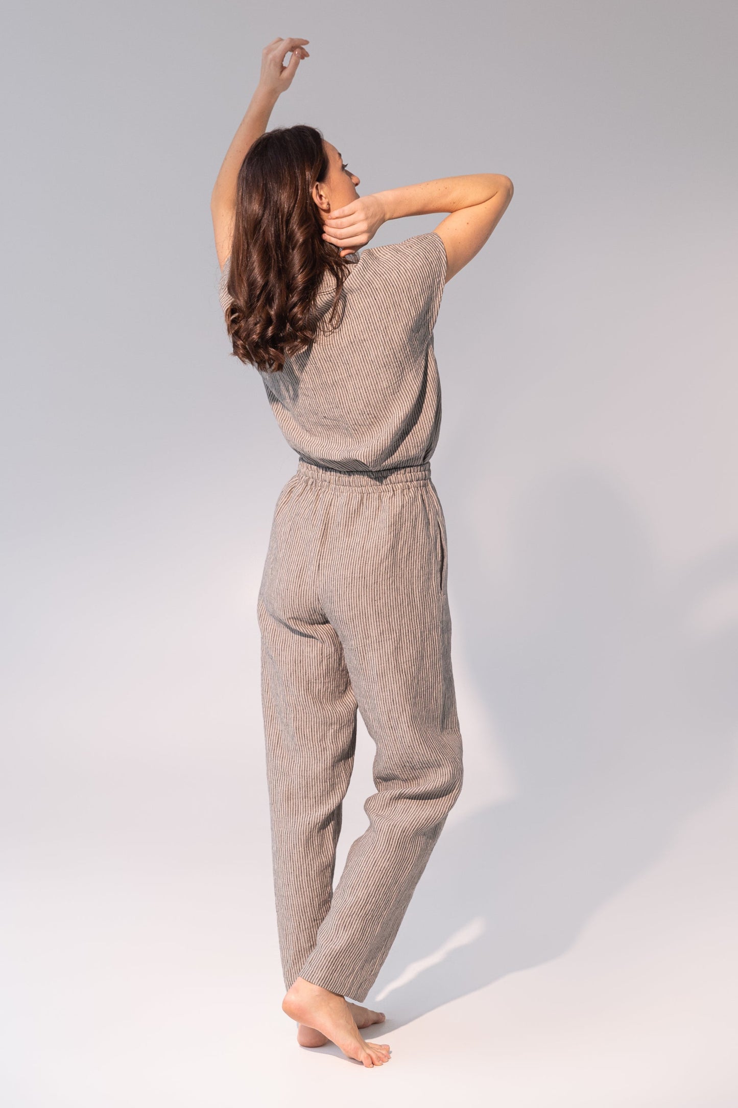 Striped Dark Grey Linen Pajama