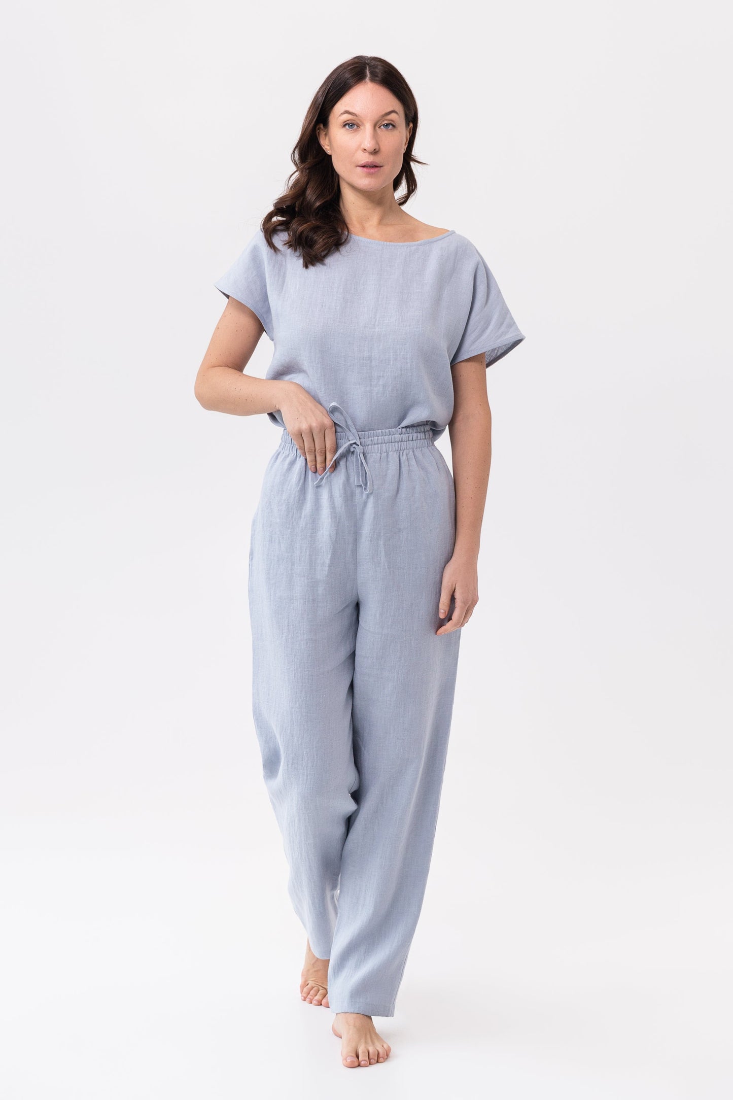 Ice Blue Linen Pajama