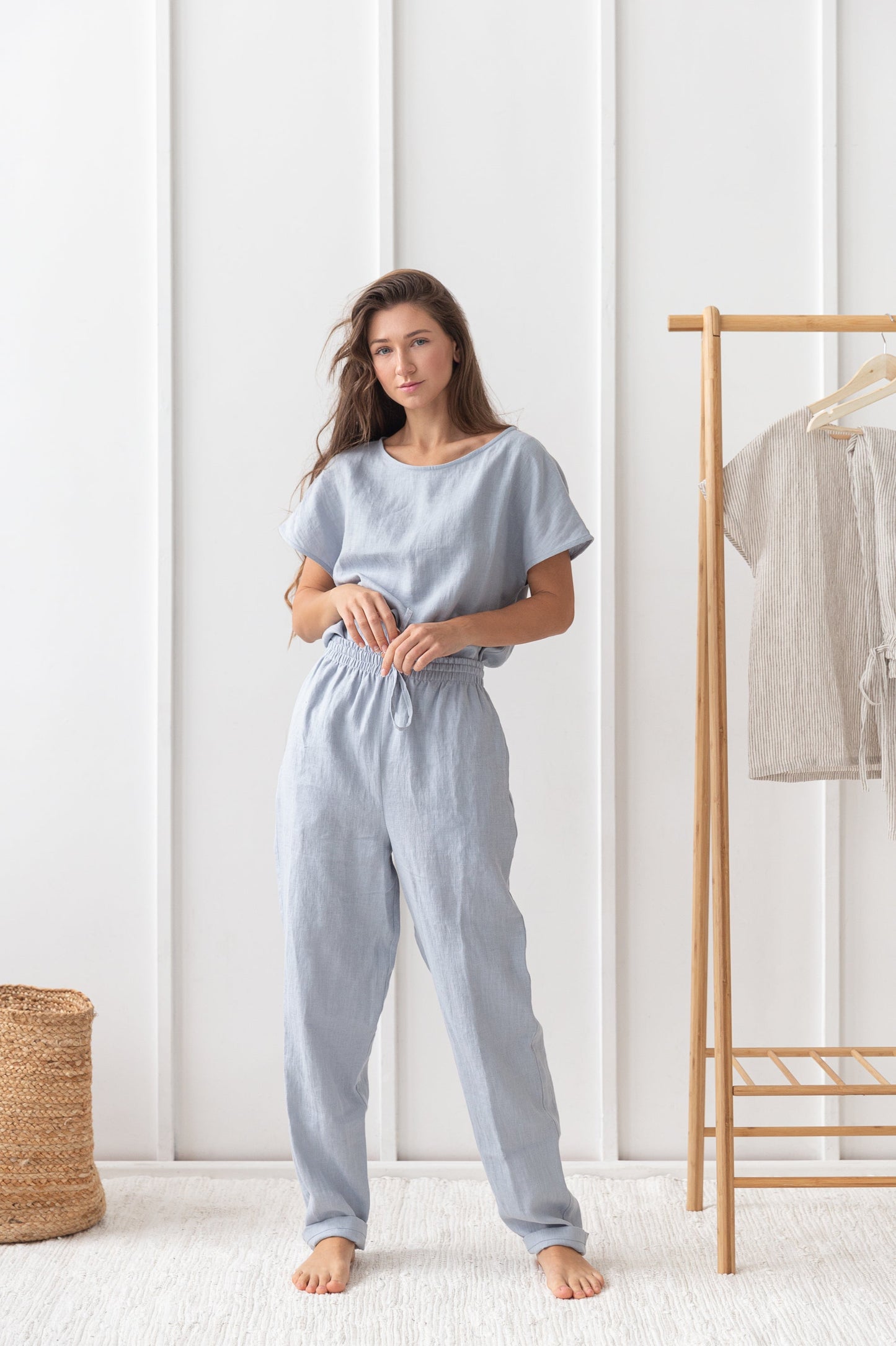 Ice Blue Linen Pajama