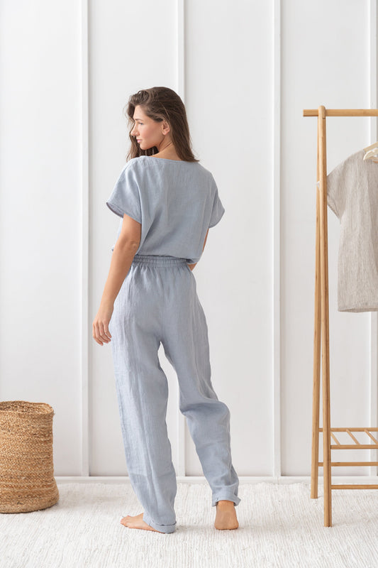 Ice Blue Linen Pajama