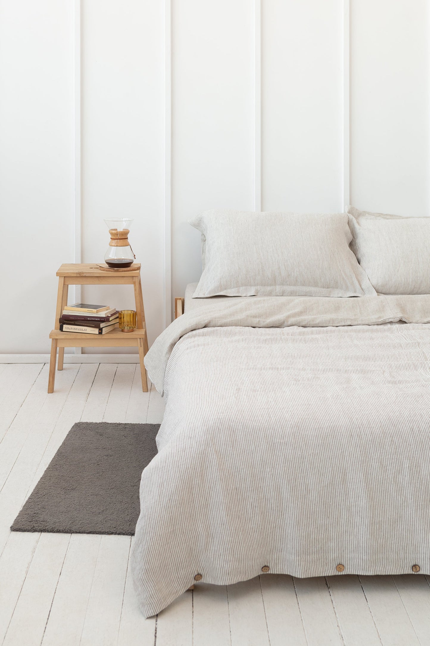 Striped Beige Linen Sham Pillowcase