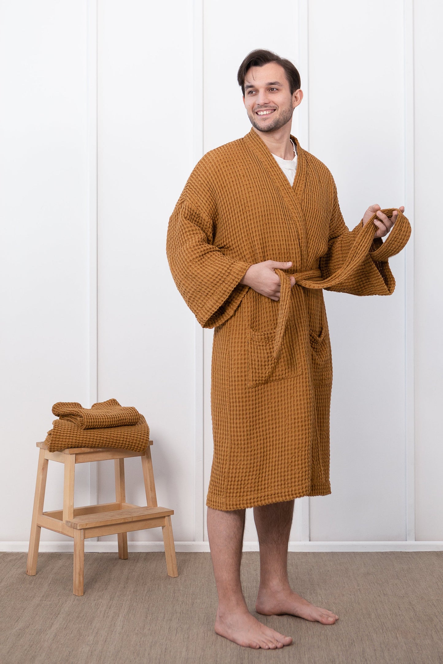 Linen Waffle Robe