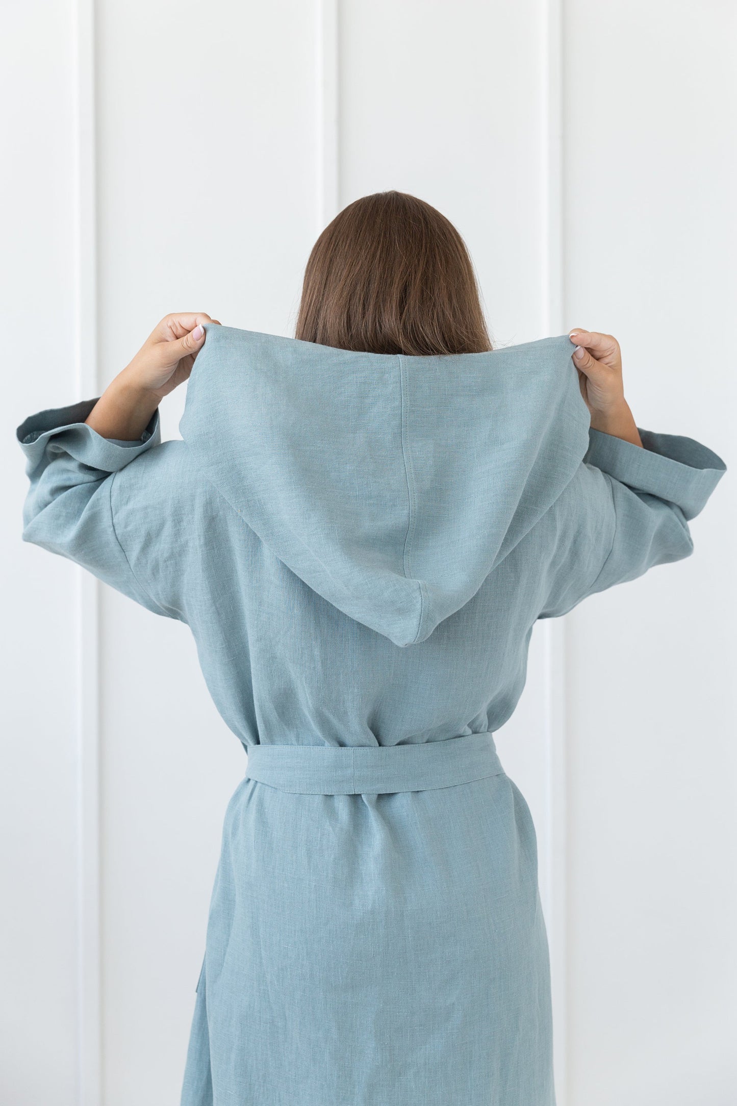 Linen Robe With Hoodie