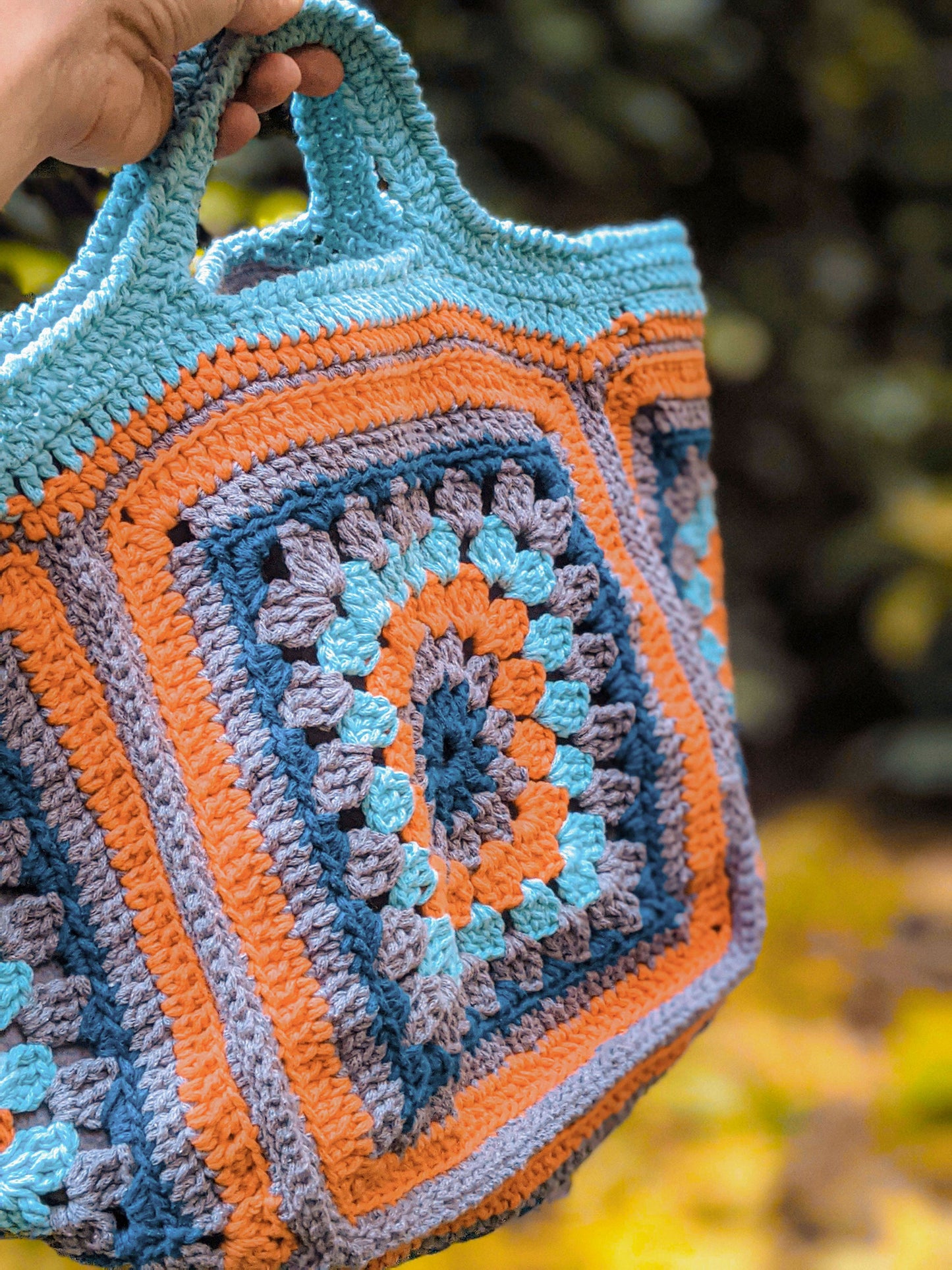 Handmade Cotton Crochet Knit Bag Egyptian Jasper
