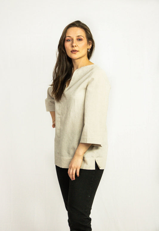 Natural Light Linen Oversize Top