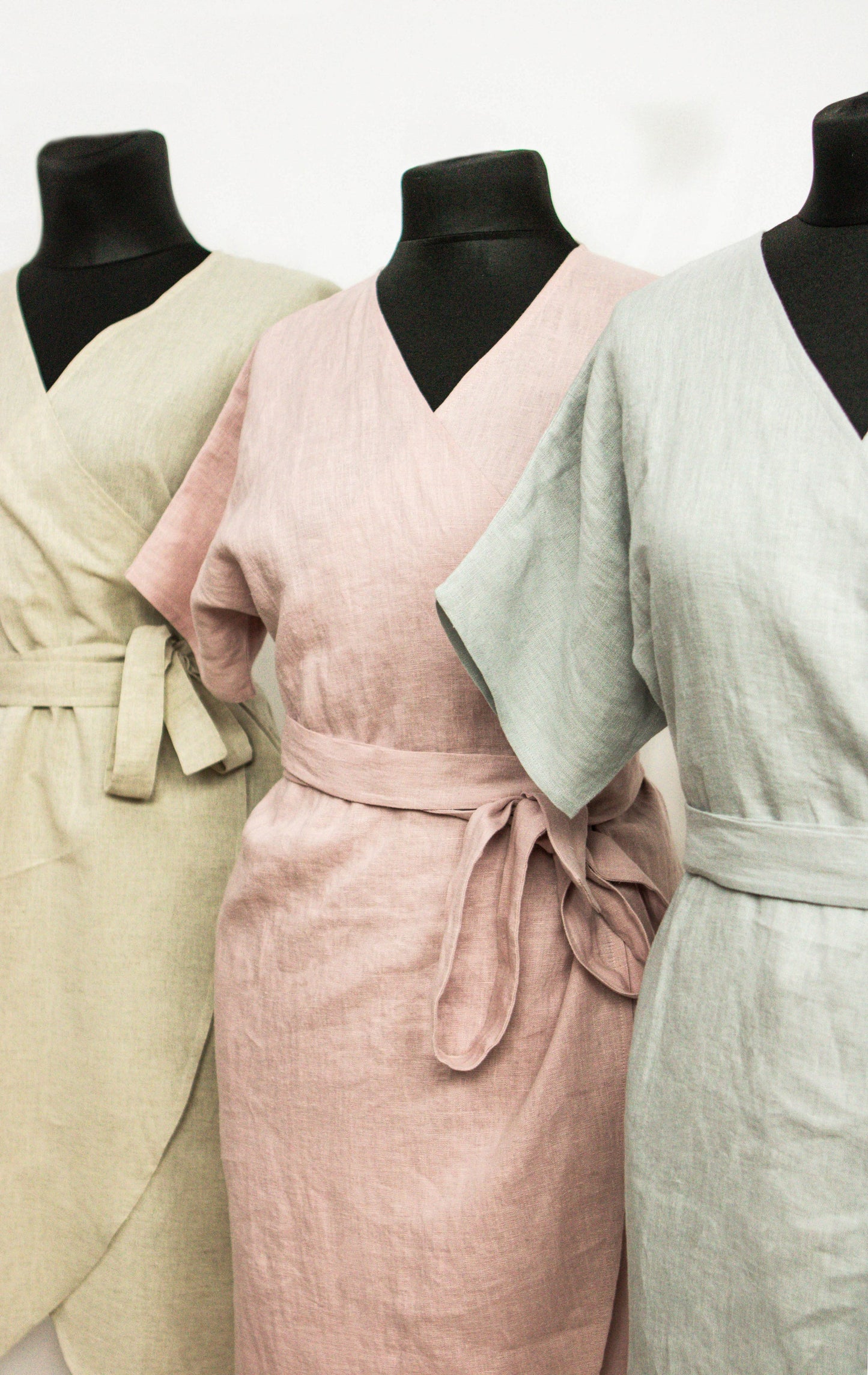Natural Light Linen Wrap Dress