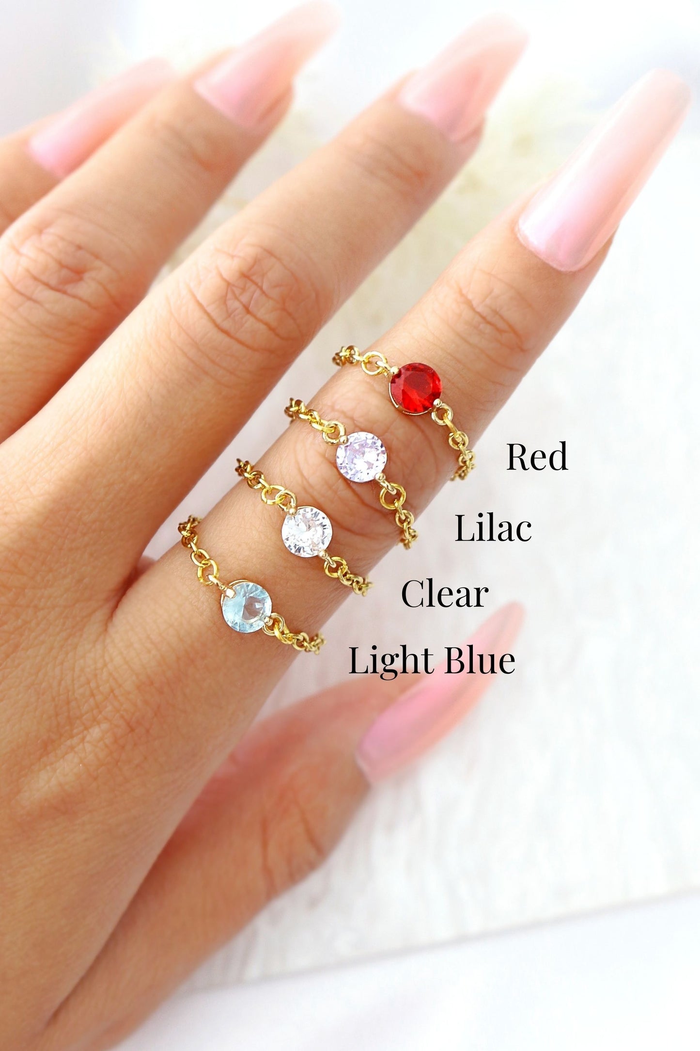 Tiny Rainbow Chain Ring