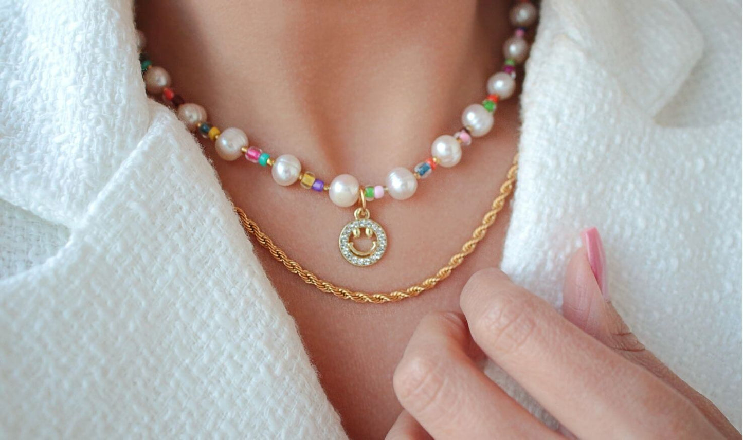 Freshwater Pearls & Colorful Beads Choker