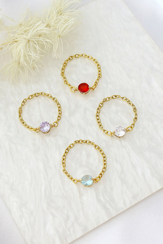 Tiny Rainbow Chain Ring
