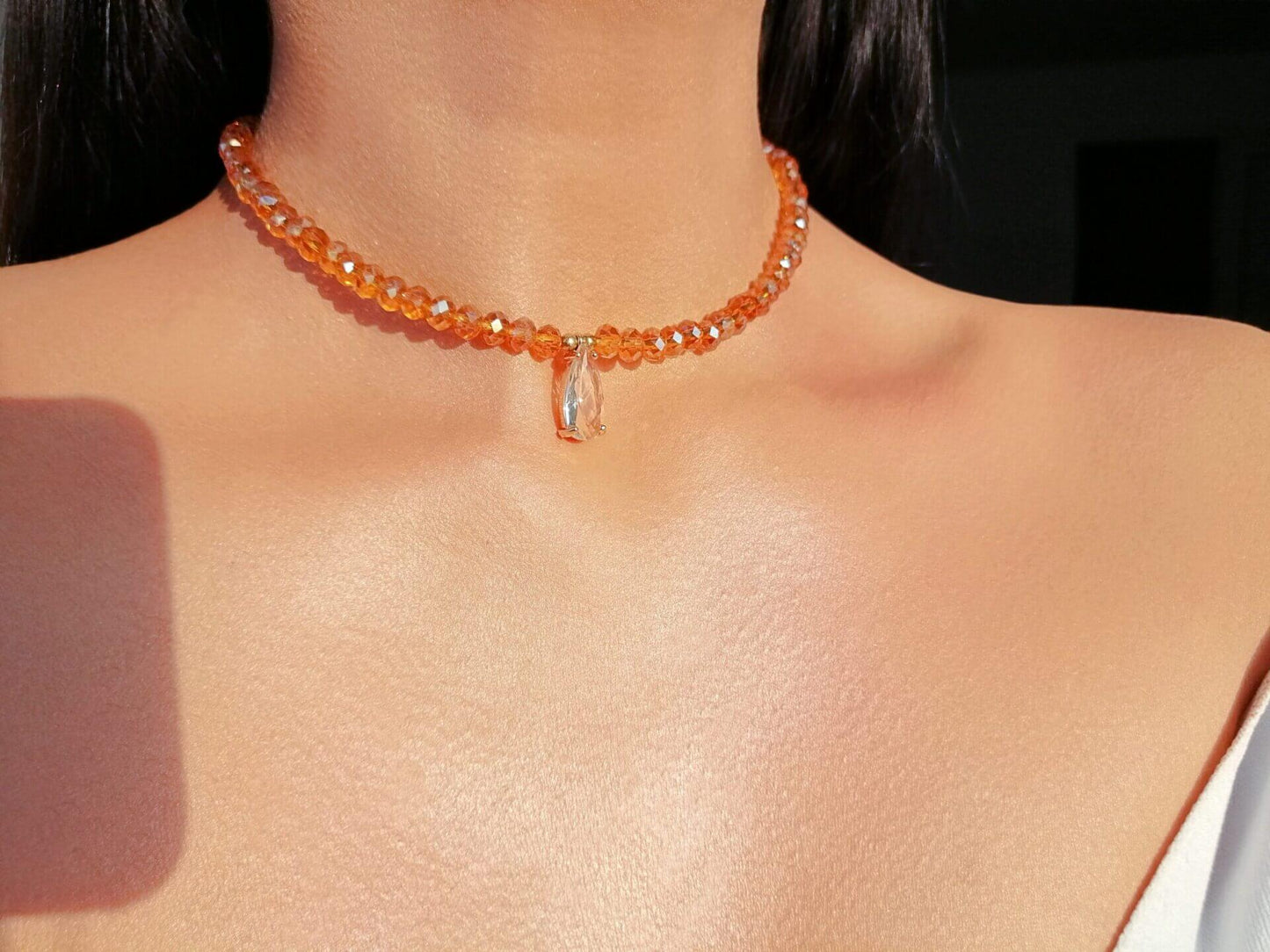 Champagne Color Austrian Crystals Choker