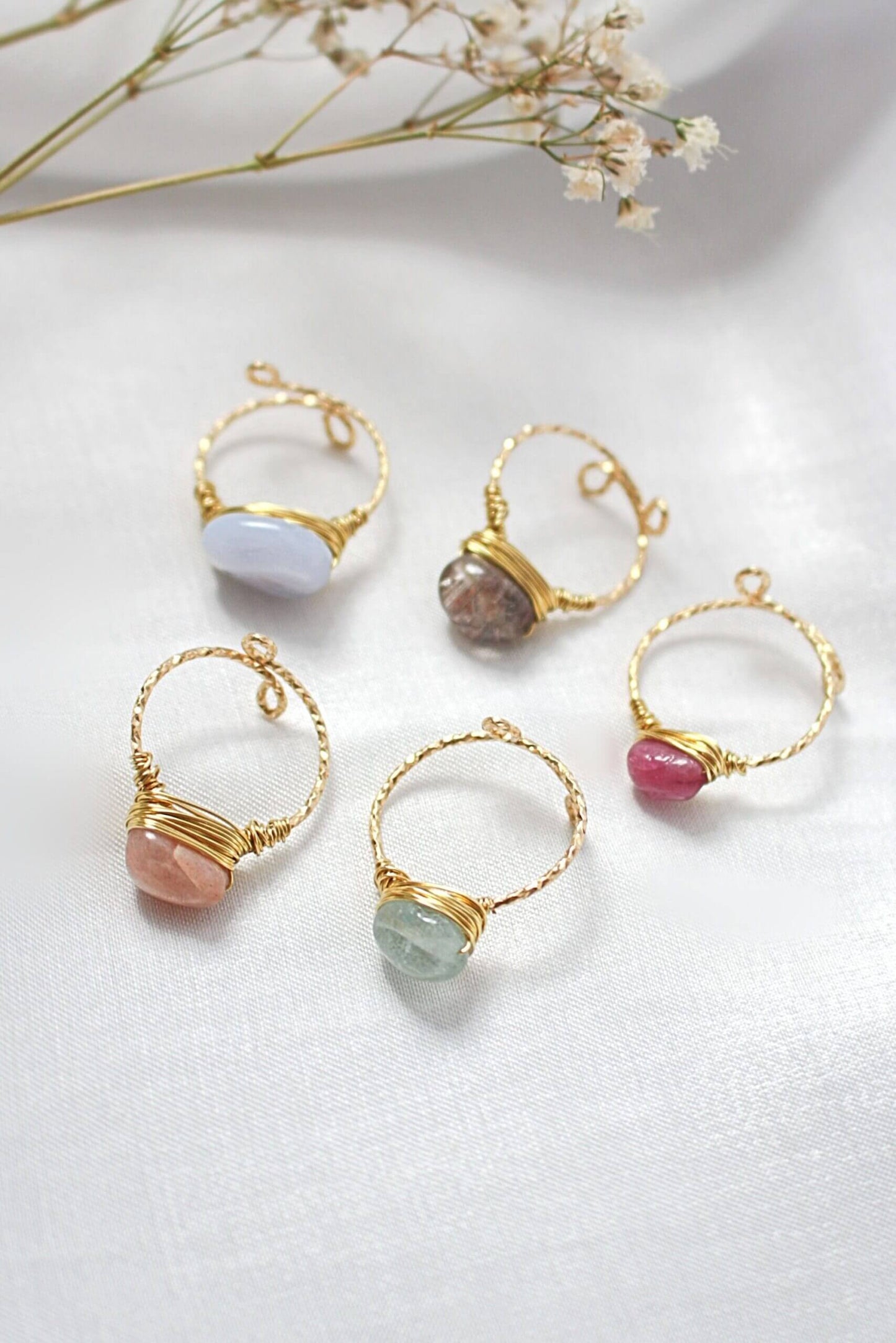 Natural Crystal Hand Wired Solitaire Ring