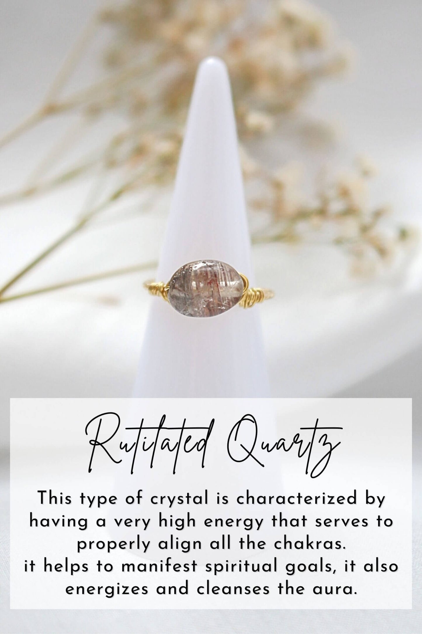 Natural Crystal Hand Wired Solitaire Ring