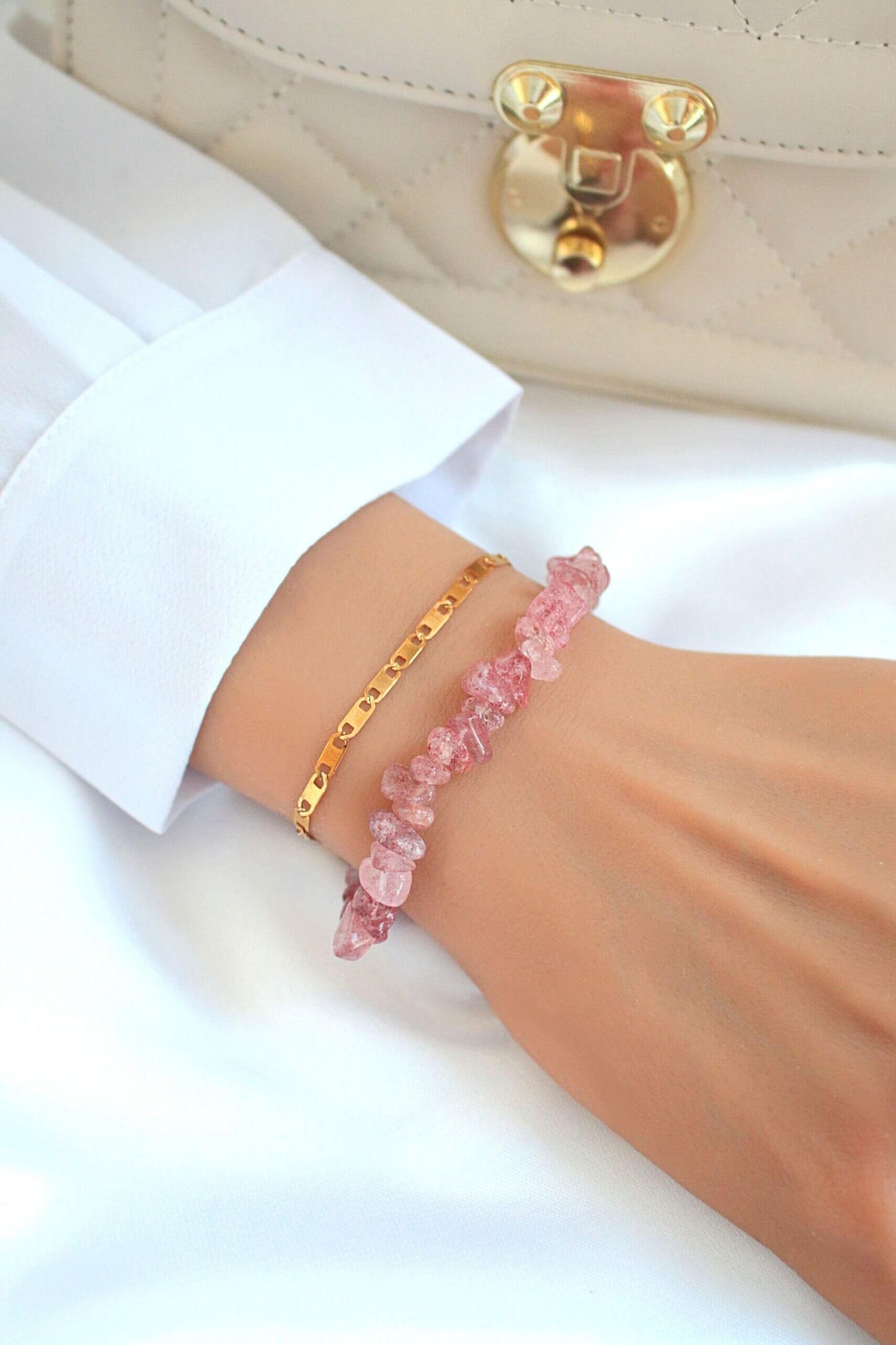 Strawberry Quartz Double-Layered Bracelet