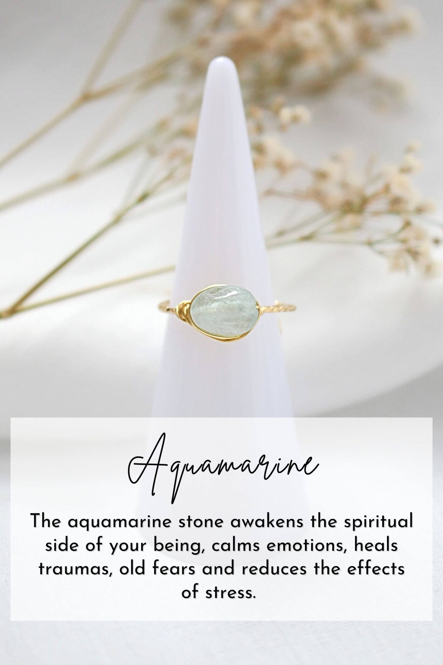 Natural Crystal Hand Wired Solitaire Ring