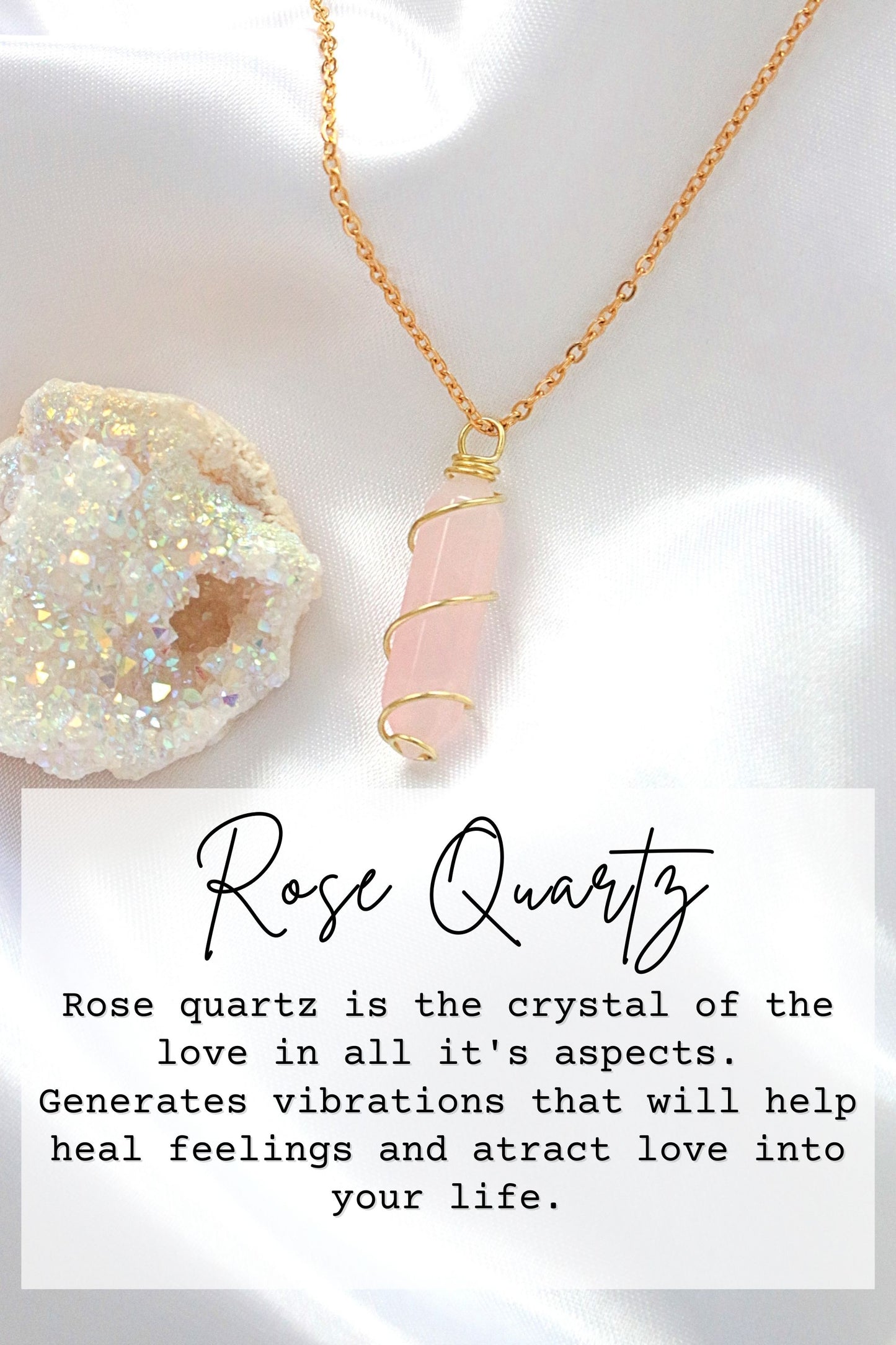 Double Ended Natural Healing Crystals With 18 k Hand Wired Necklace