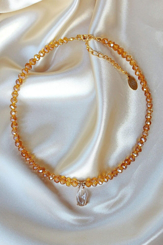 Champagne Color Austrian Crystals Choker