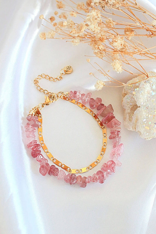 Strawberry Quartz Double-Layered Bracelet