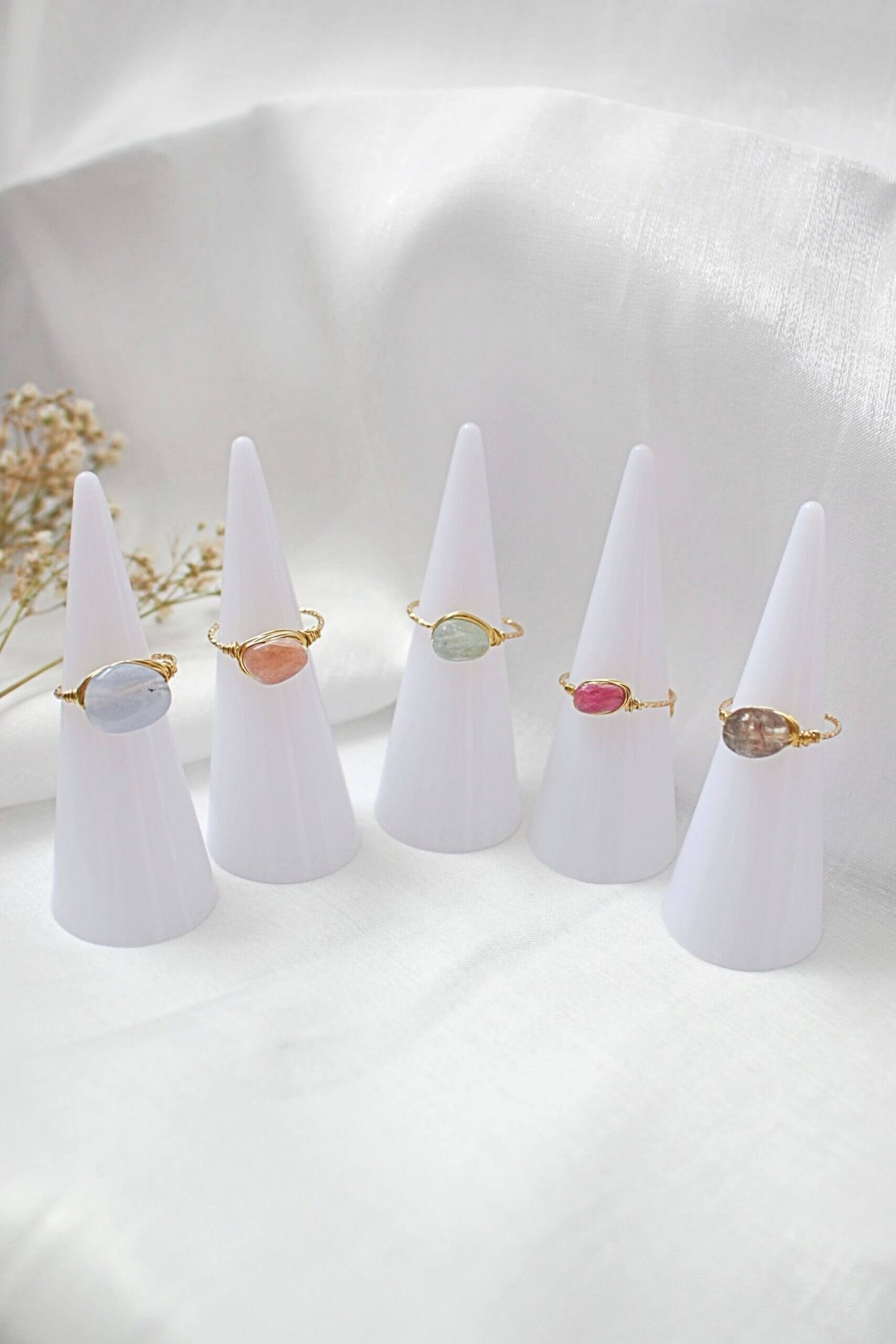 Natural Crystal Hand Wired Solitaire Ring