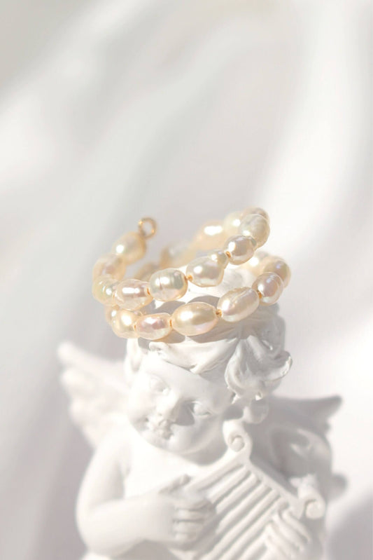 Freshwater Pearl Spiral Adjustable Ring