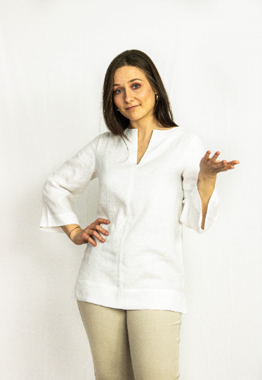 White Linen Oversize Top