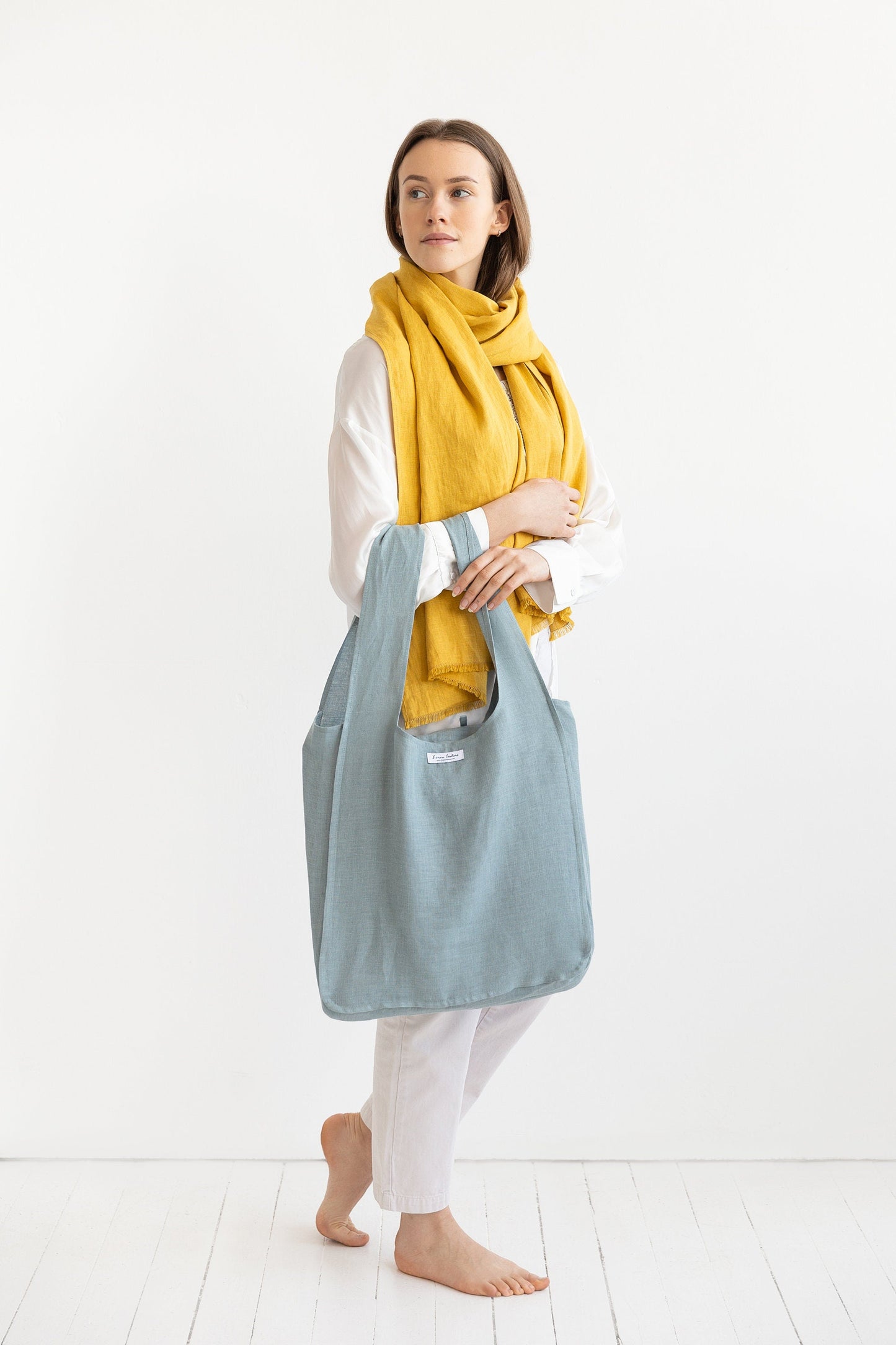 Linen Tote Bag With Inside Pocket