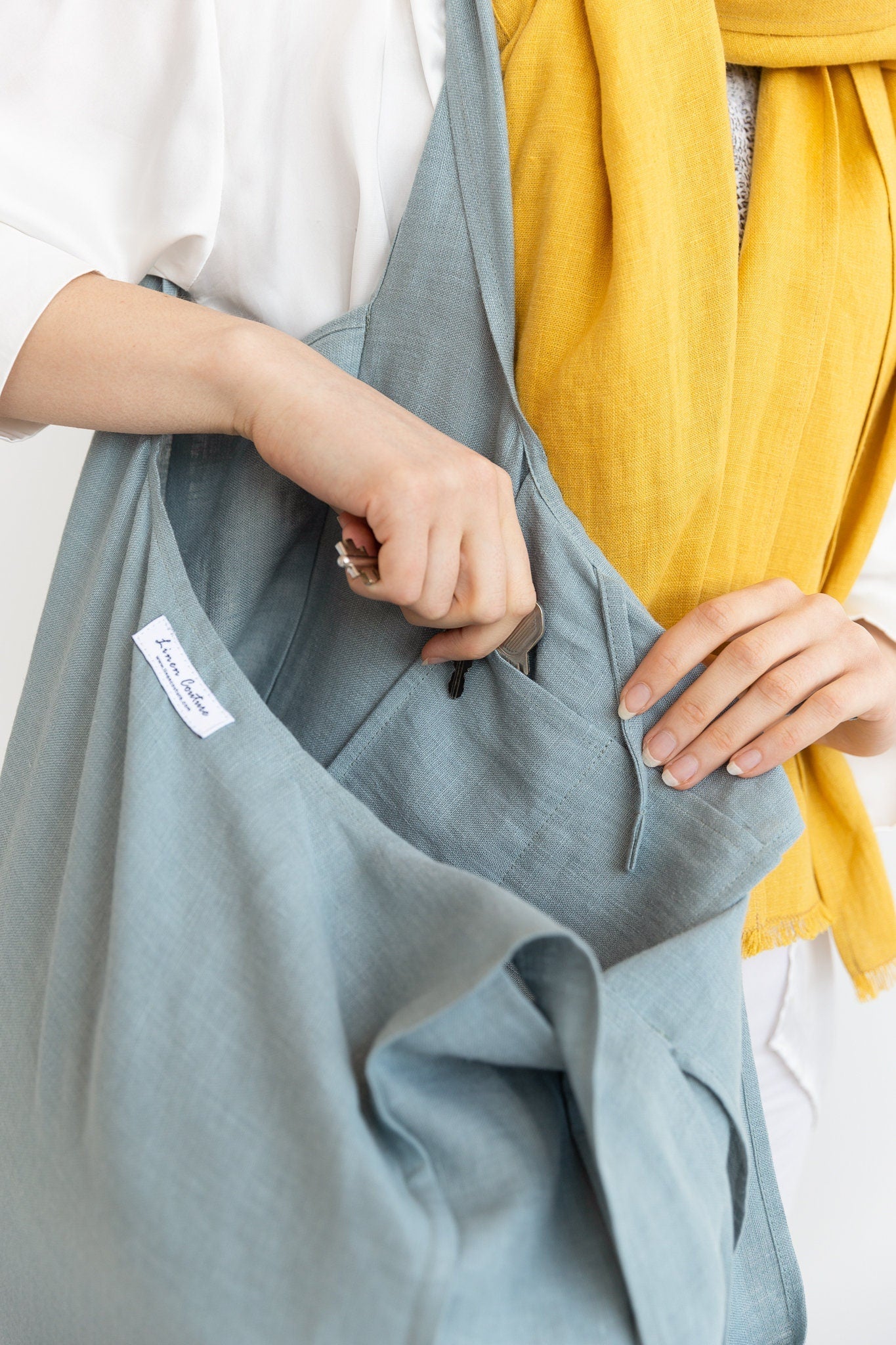 Linen Tote Bag With Inside Pocket